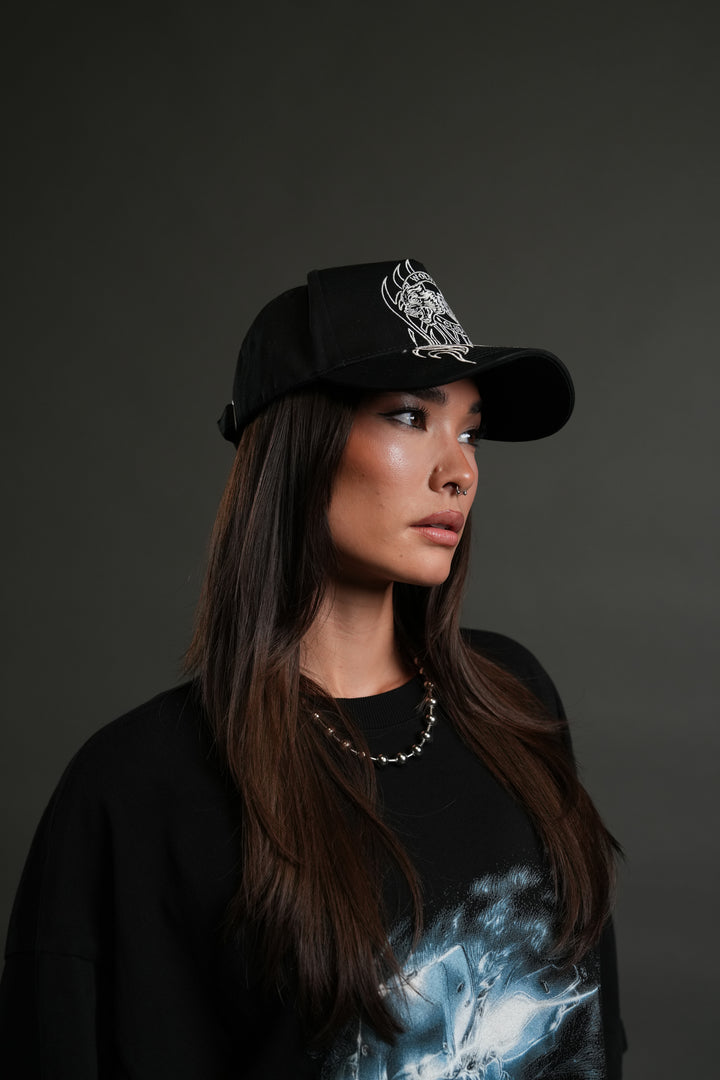 Finite Flame 5 Panel Hat in Black