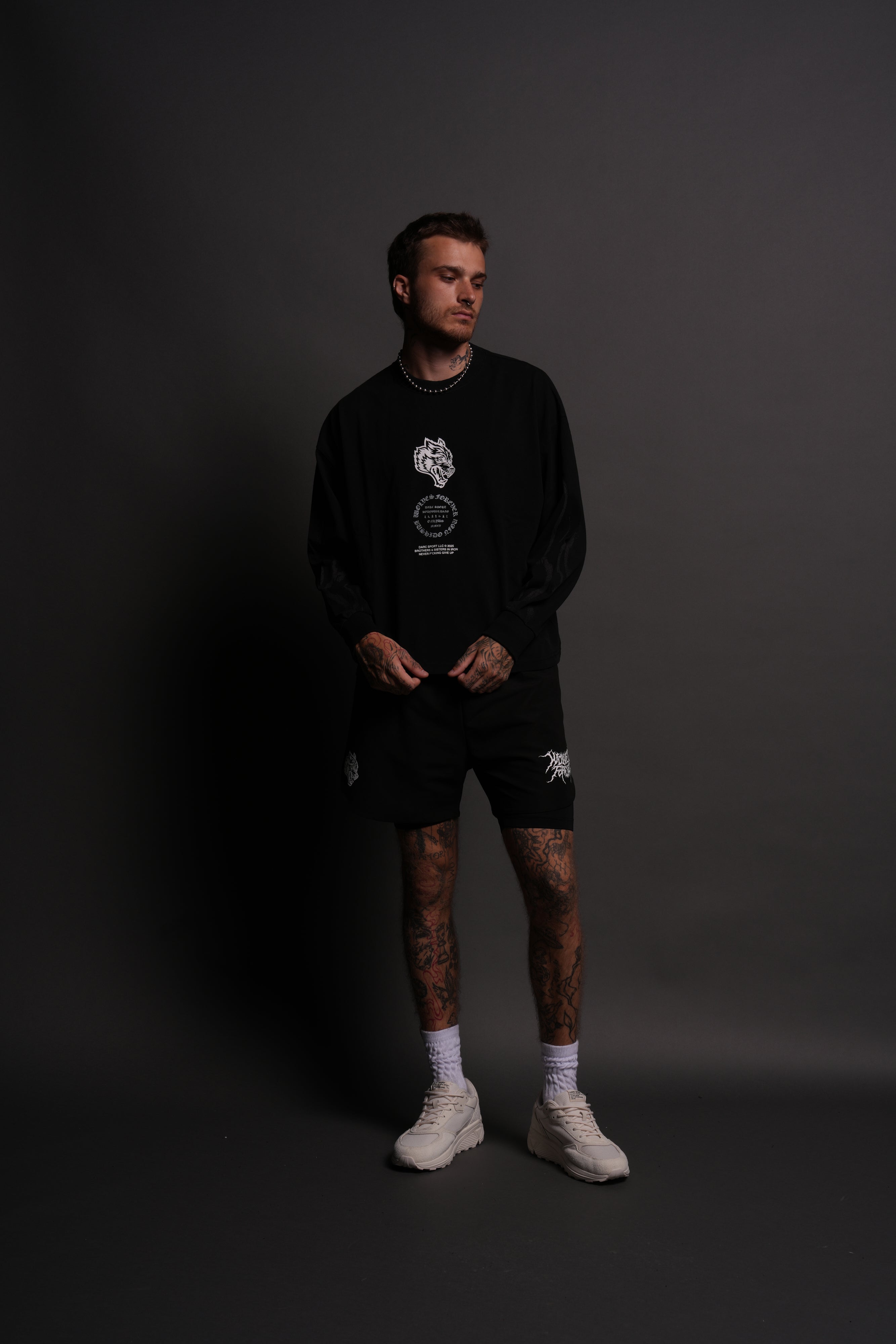 Warrior's Fire Grunge "Box Cut" L/S Tee in Black