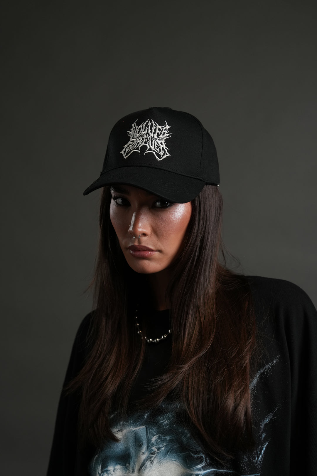 Finite Metal 5 Panel Hat in Black