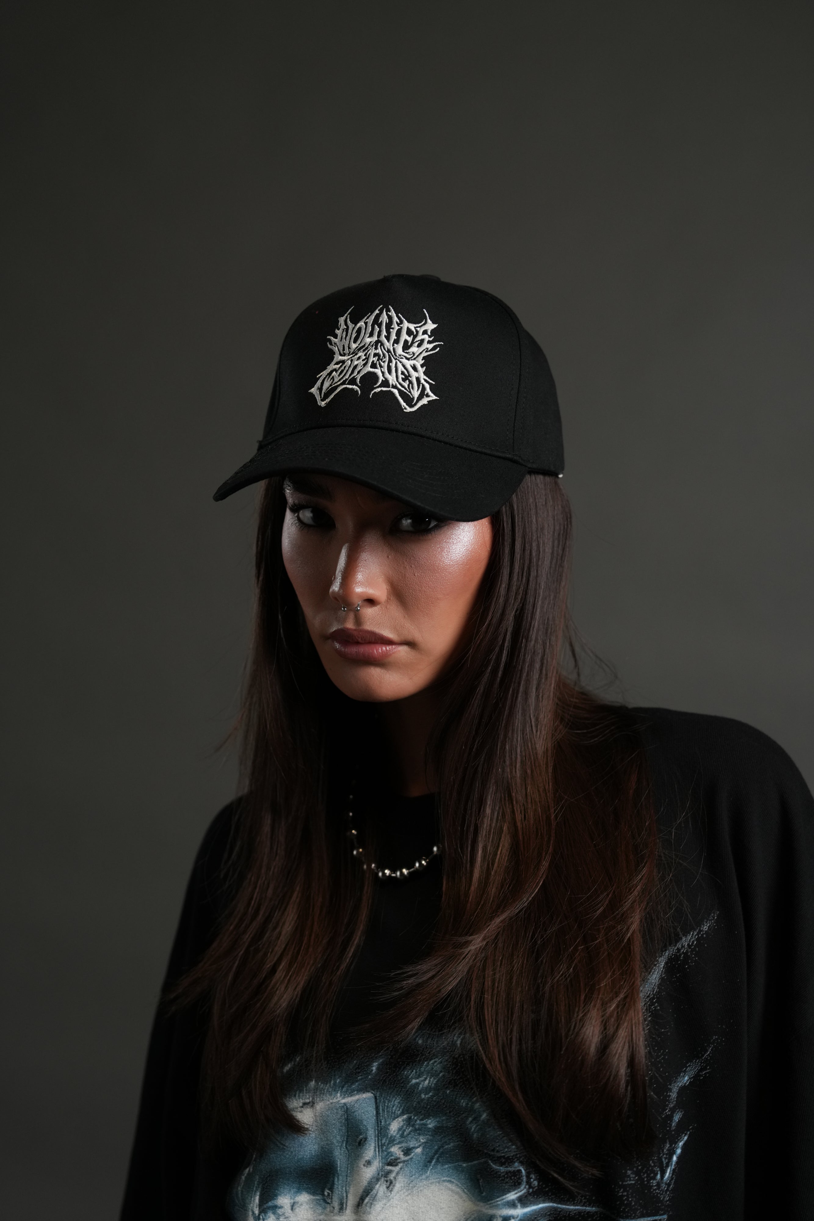 Finite Metal 5 Panel Hat in Black