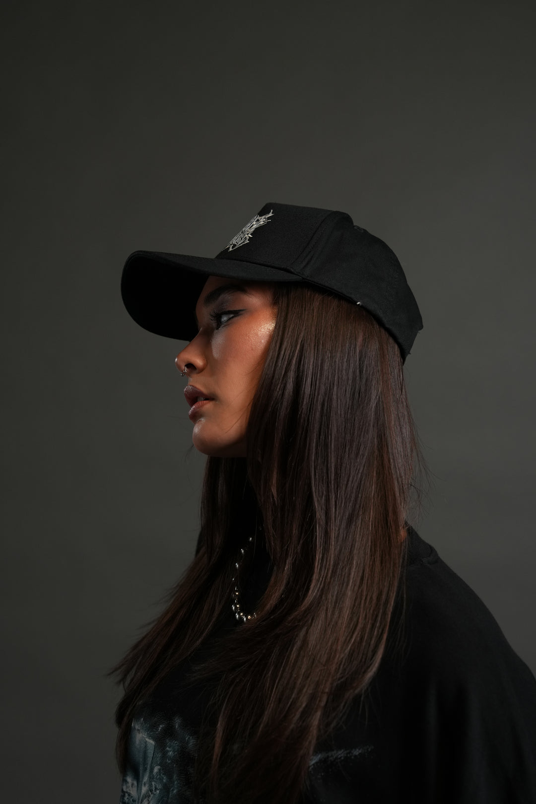 Finite Metal 5 Panel Hat in Black