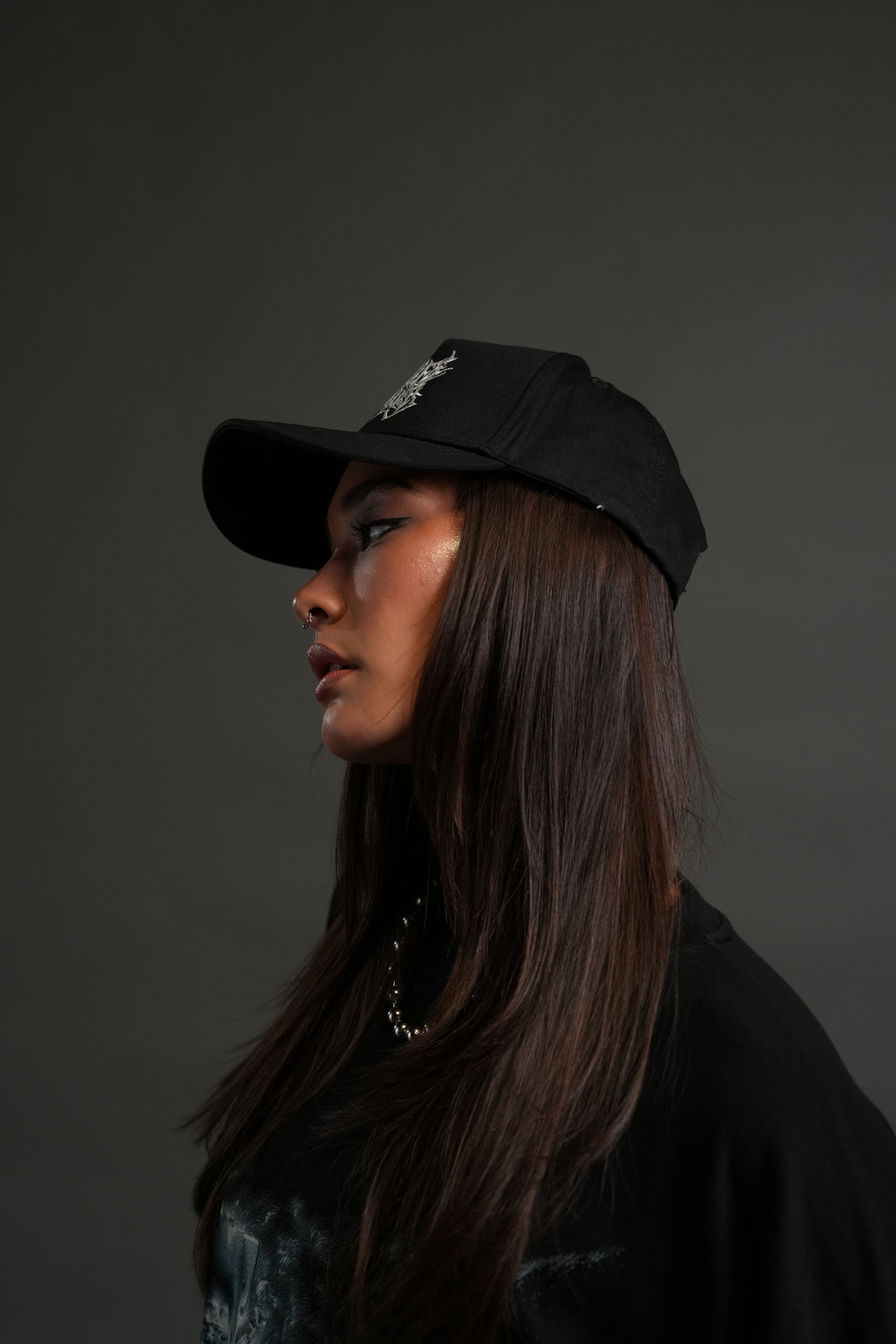 Finite Metal 5 Panel Hat in Black