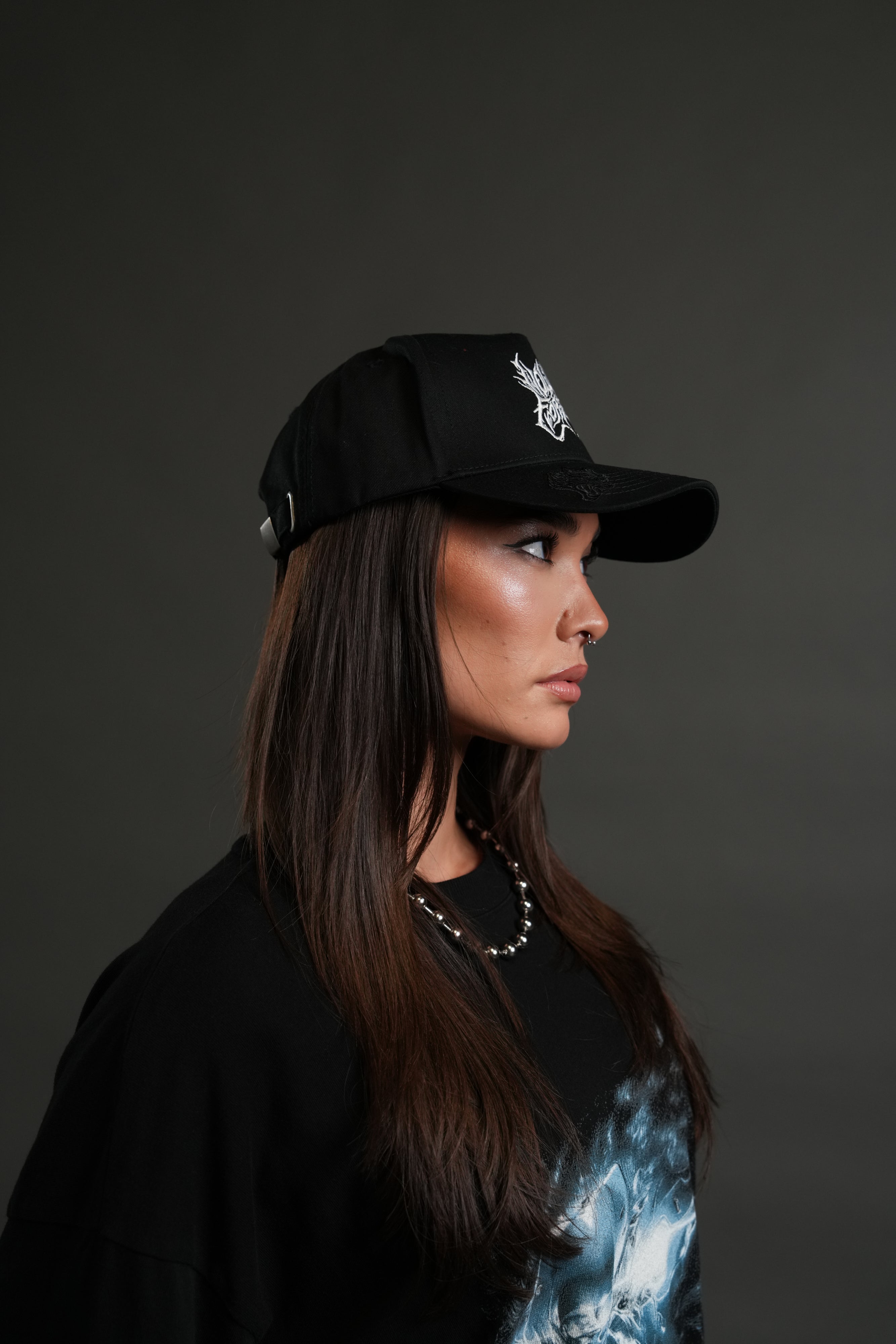 Finite Metal 5 Panel Hat in Black