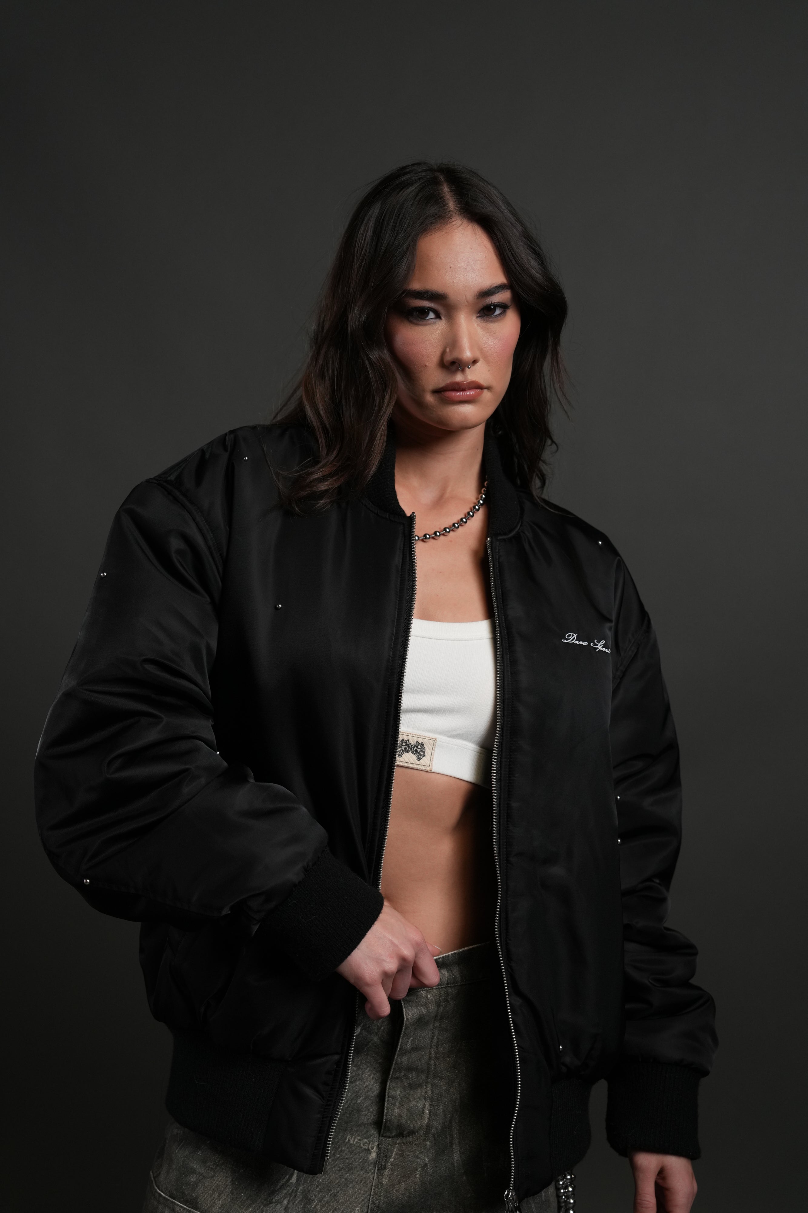 Studded Darc Sport Wolves Remy Bomber Jacket in Black – DarcSport