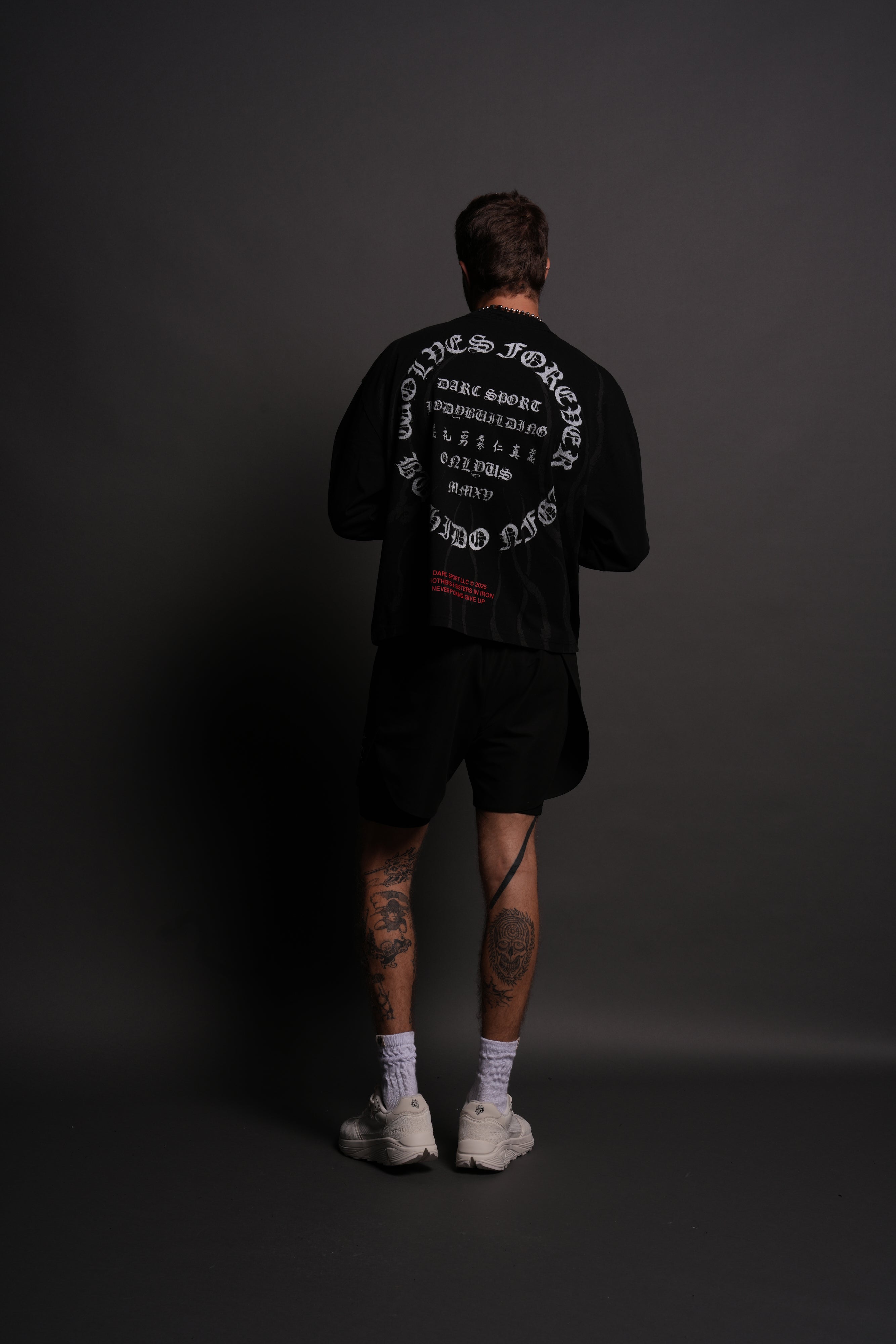 Warrior's Fire Grunge "Box Cut" L/S Tee in Black