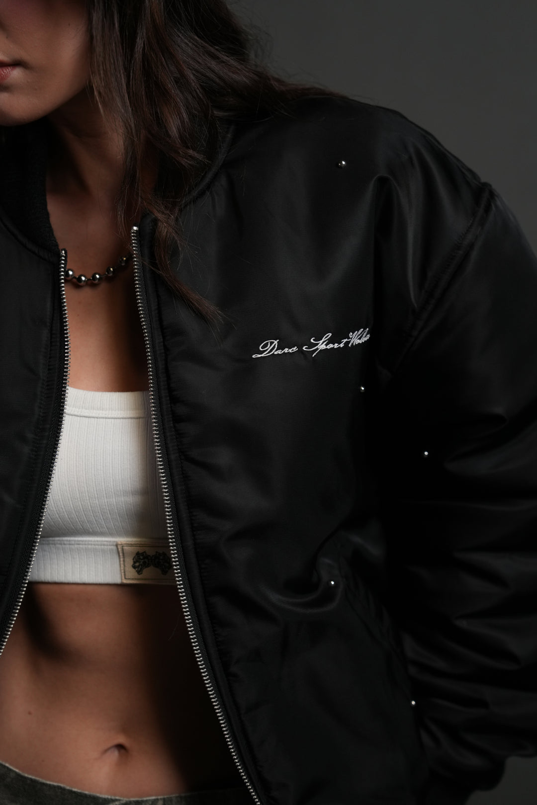 Studded Darc Sport Wolves Remy Bomber Jacket in Black