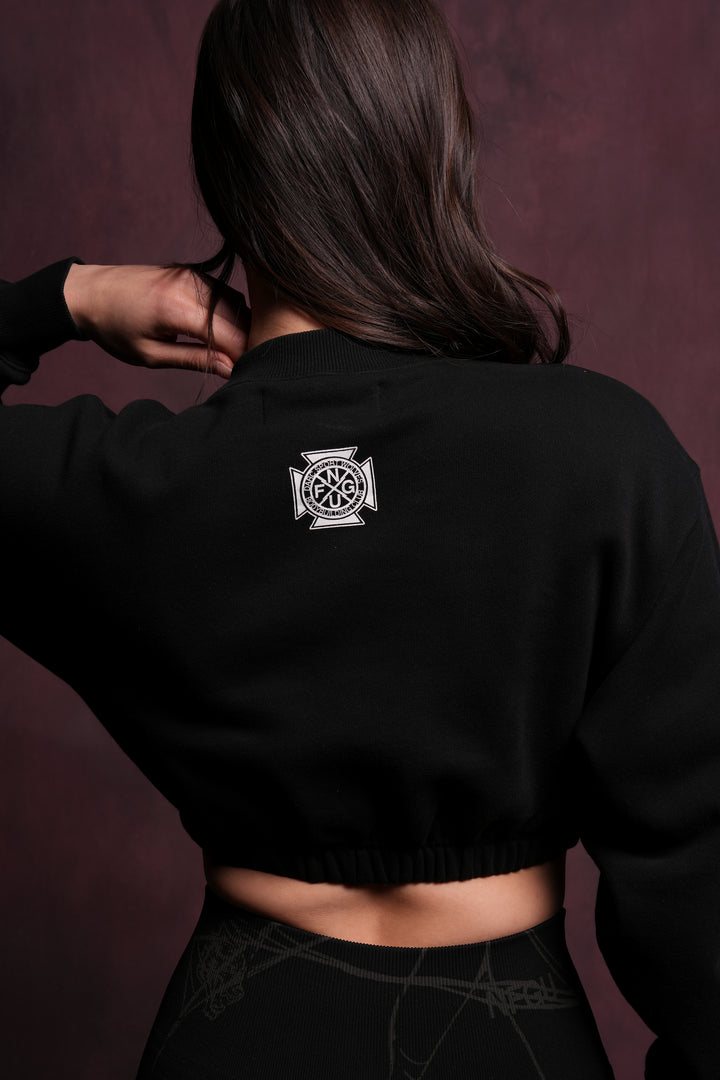 Darc Web "Gwen" (Cropped) Crewneck in Black