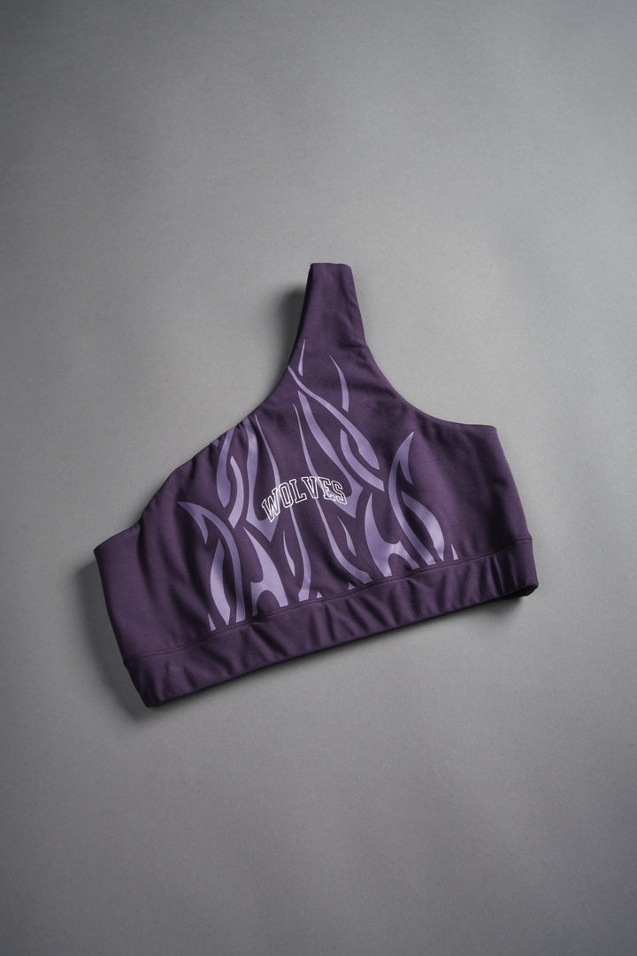 Finite Flame One Shoulder Sports Bra in Phantom Purple