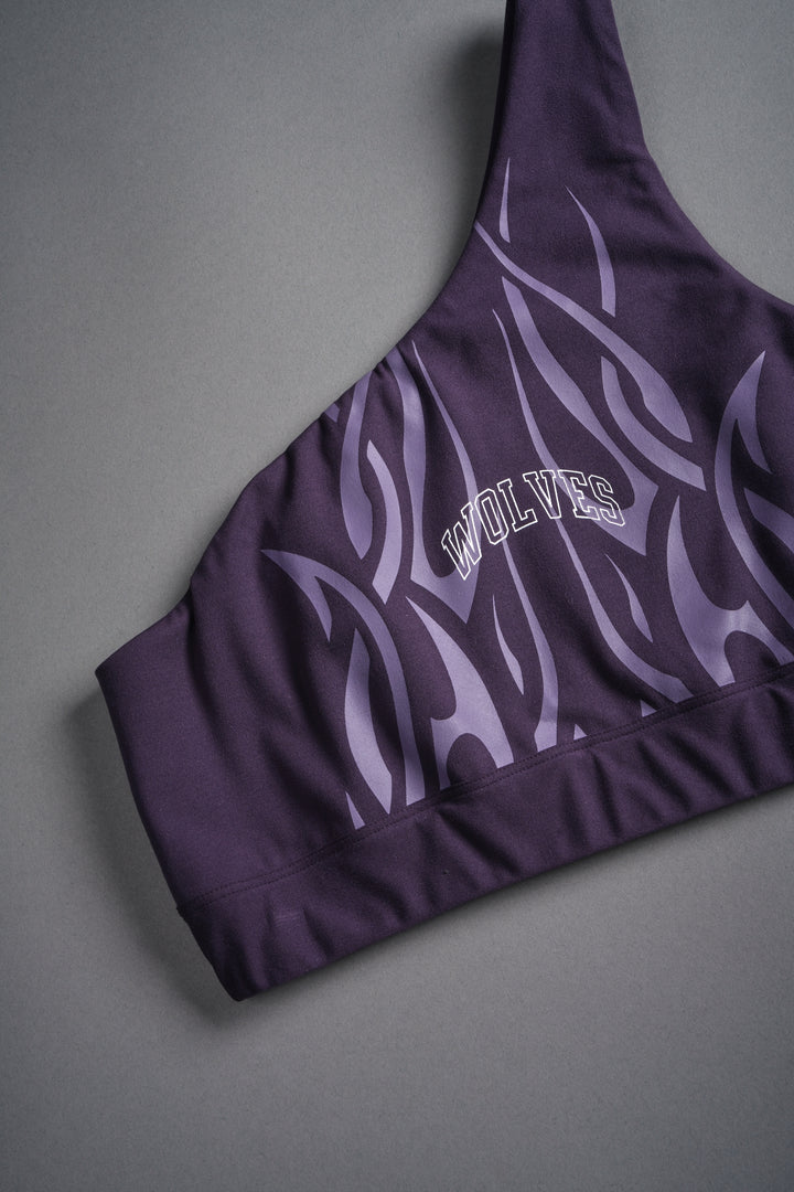 Finite Flame One Shoulder Sports Bra in Phantom Purple