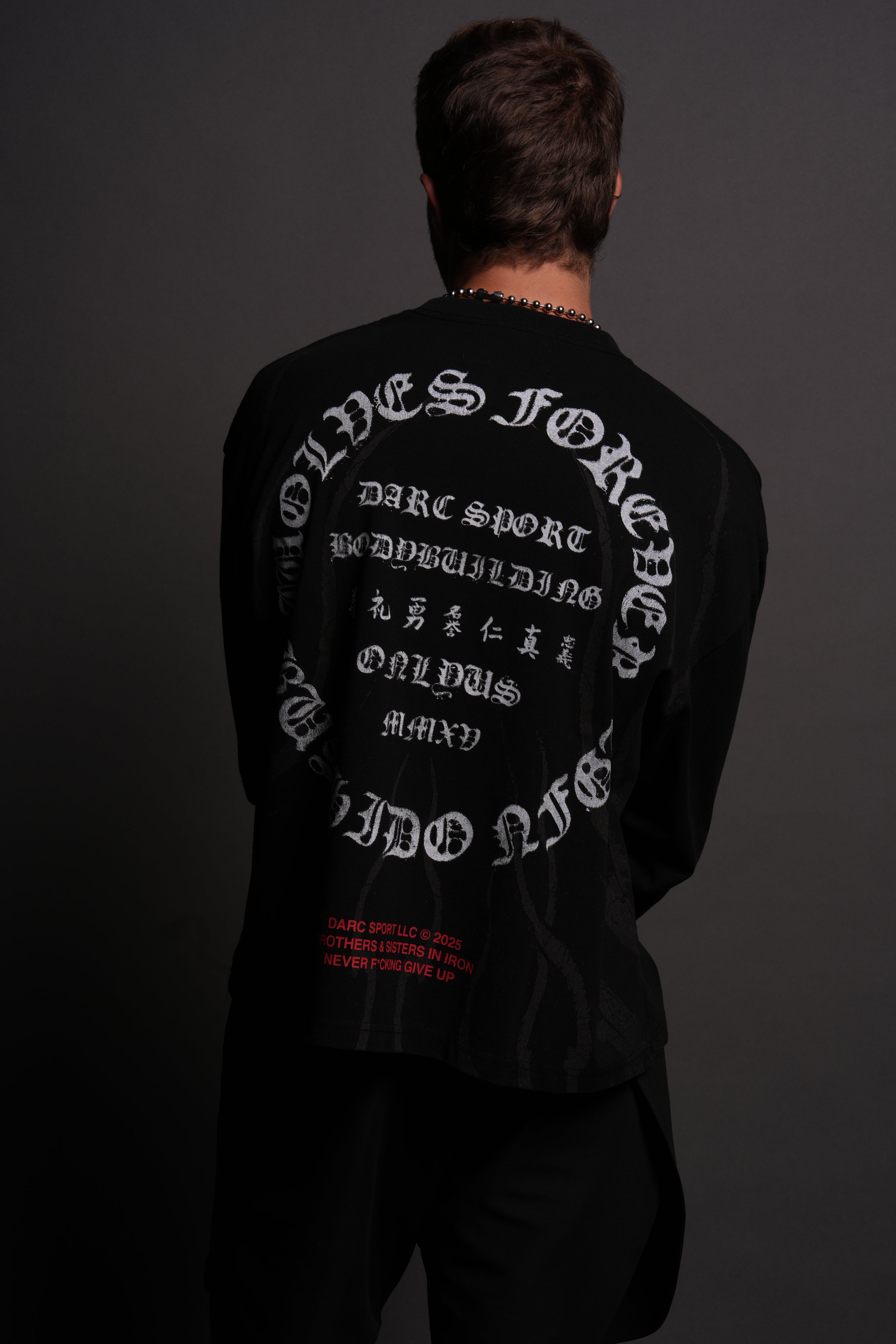 Warrior's Fire Grunge "Box Cut" L/S Tee in Black