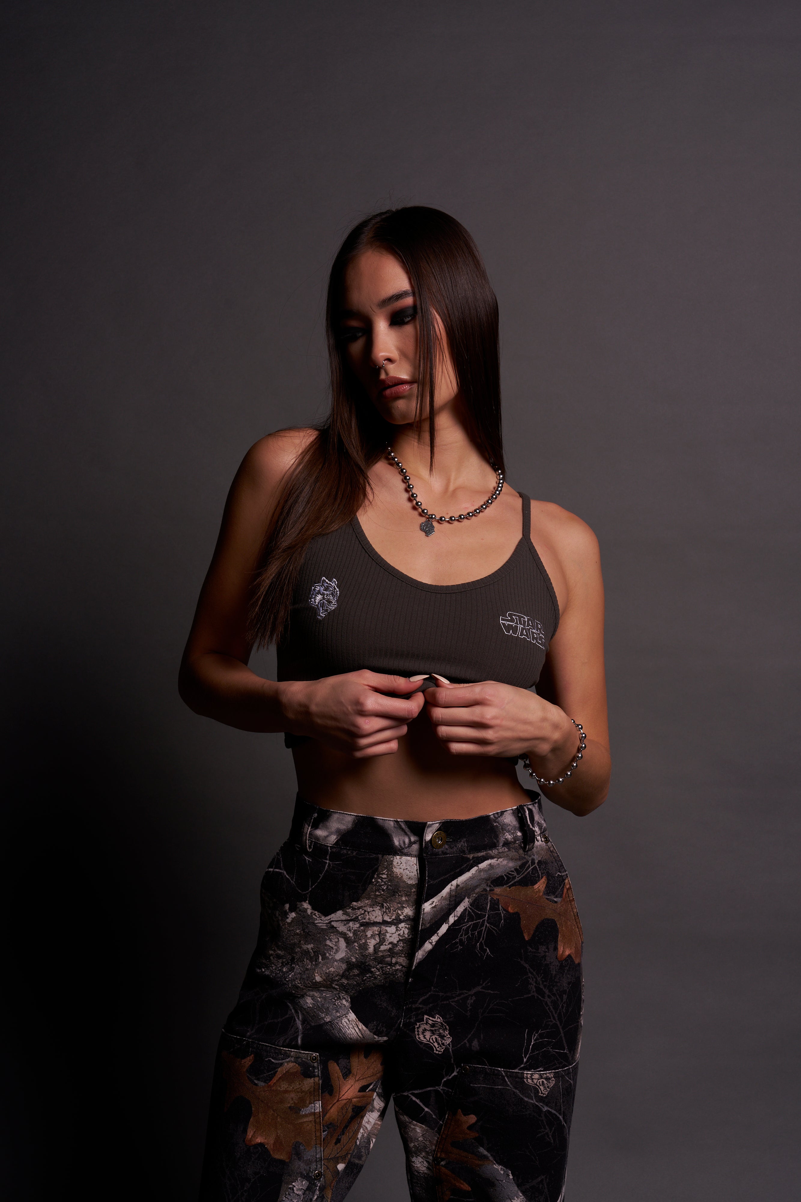 Star Wars Spaghetti Crop Tank in Wolf Gray – DarcSport