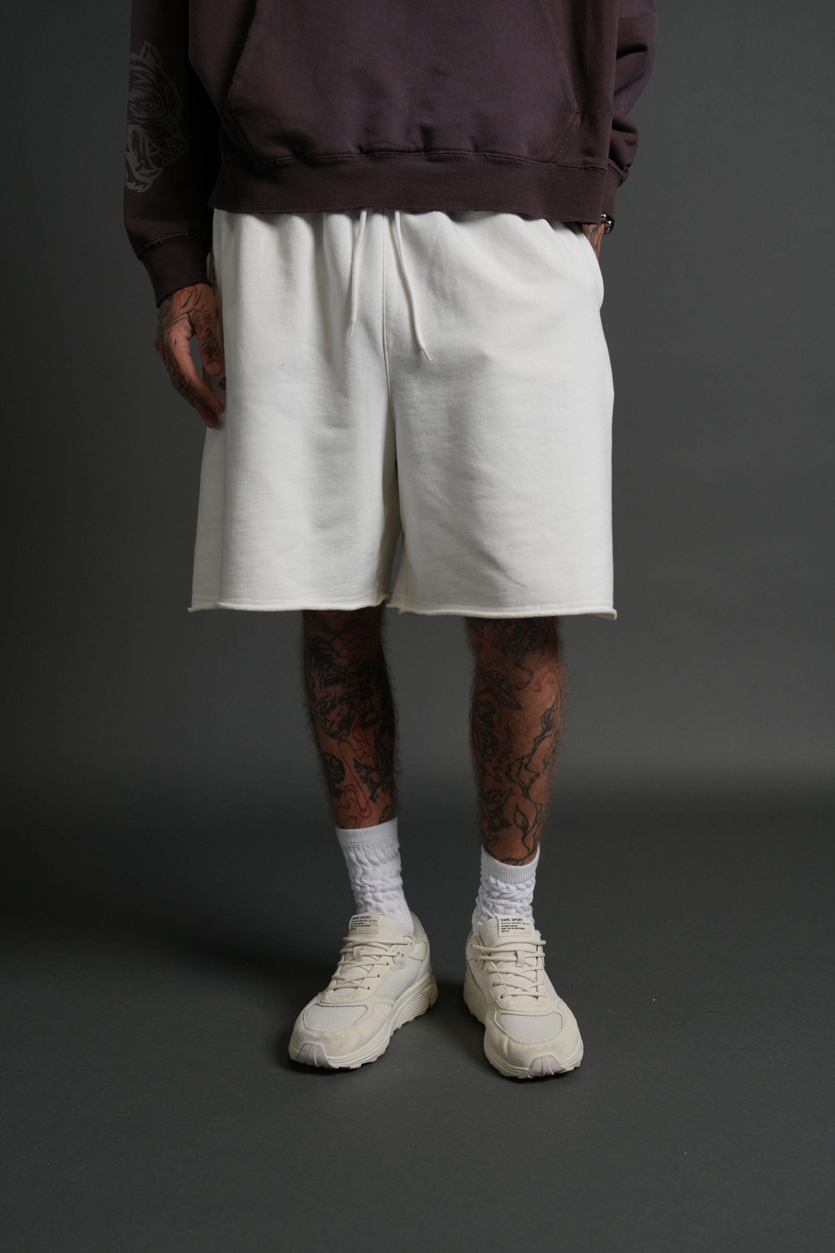 Darc Wandering Grunge Brock Sweat Shorts in Cream
