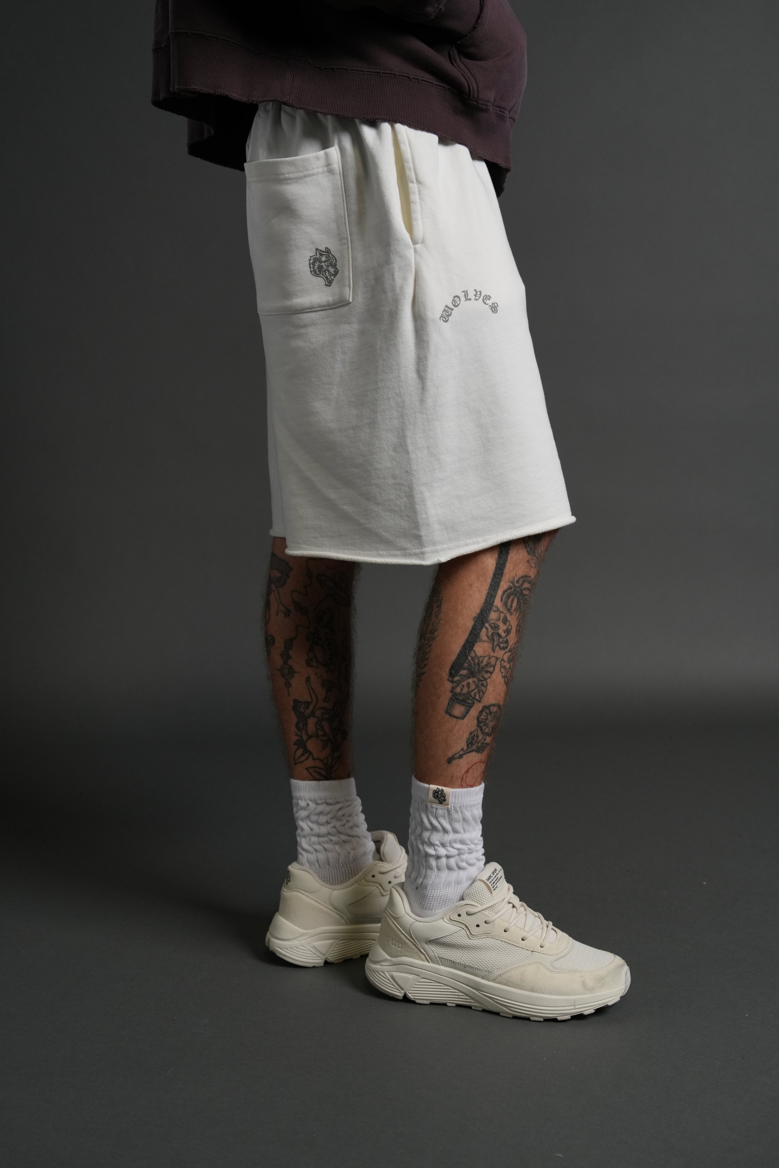 Darc Wandering Grunge Brock Sweat Shorts in Cream