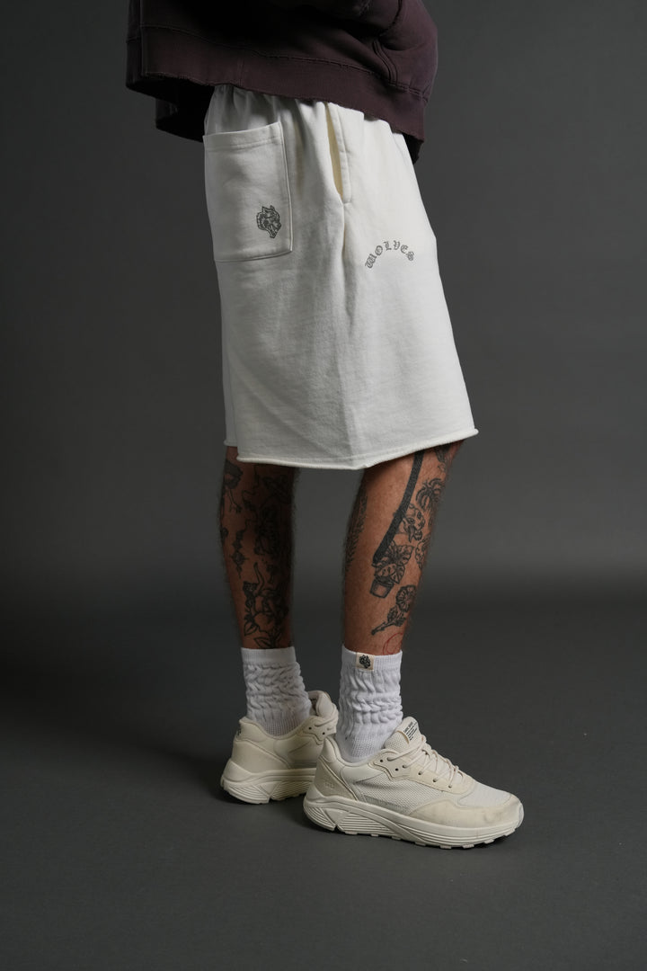 Darc Wandering Grunge Brock Sweat Shorts in Cream