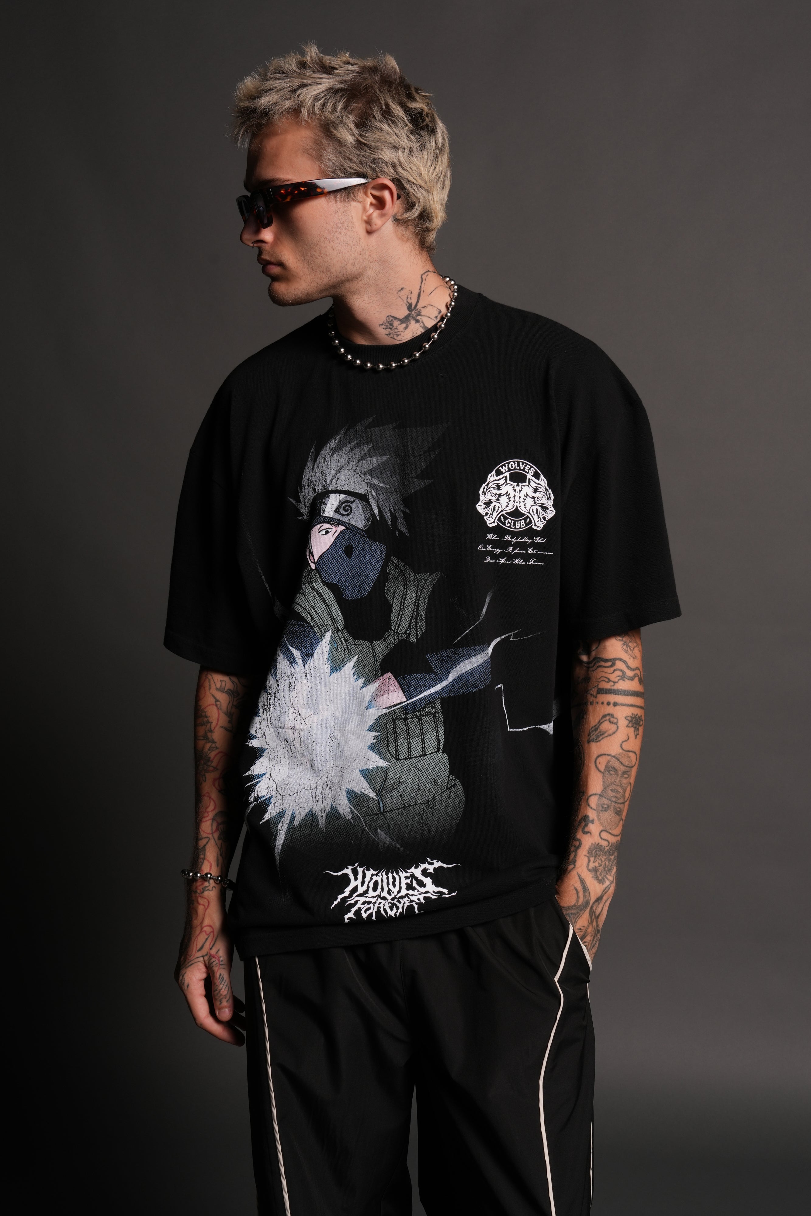 Kakashi Hatake "Side-By-Side" Series Premium Tee in Black