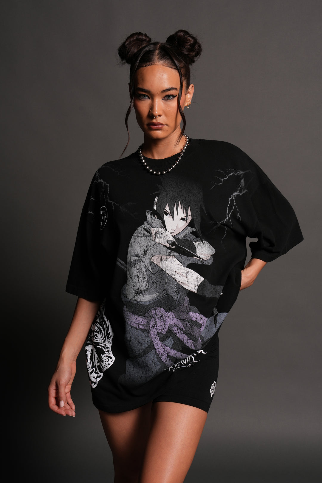 Uchiha Sasuke "Side-By-Side" Series Premium Tee in Black