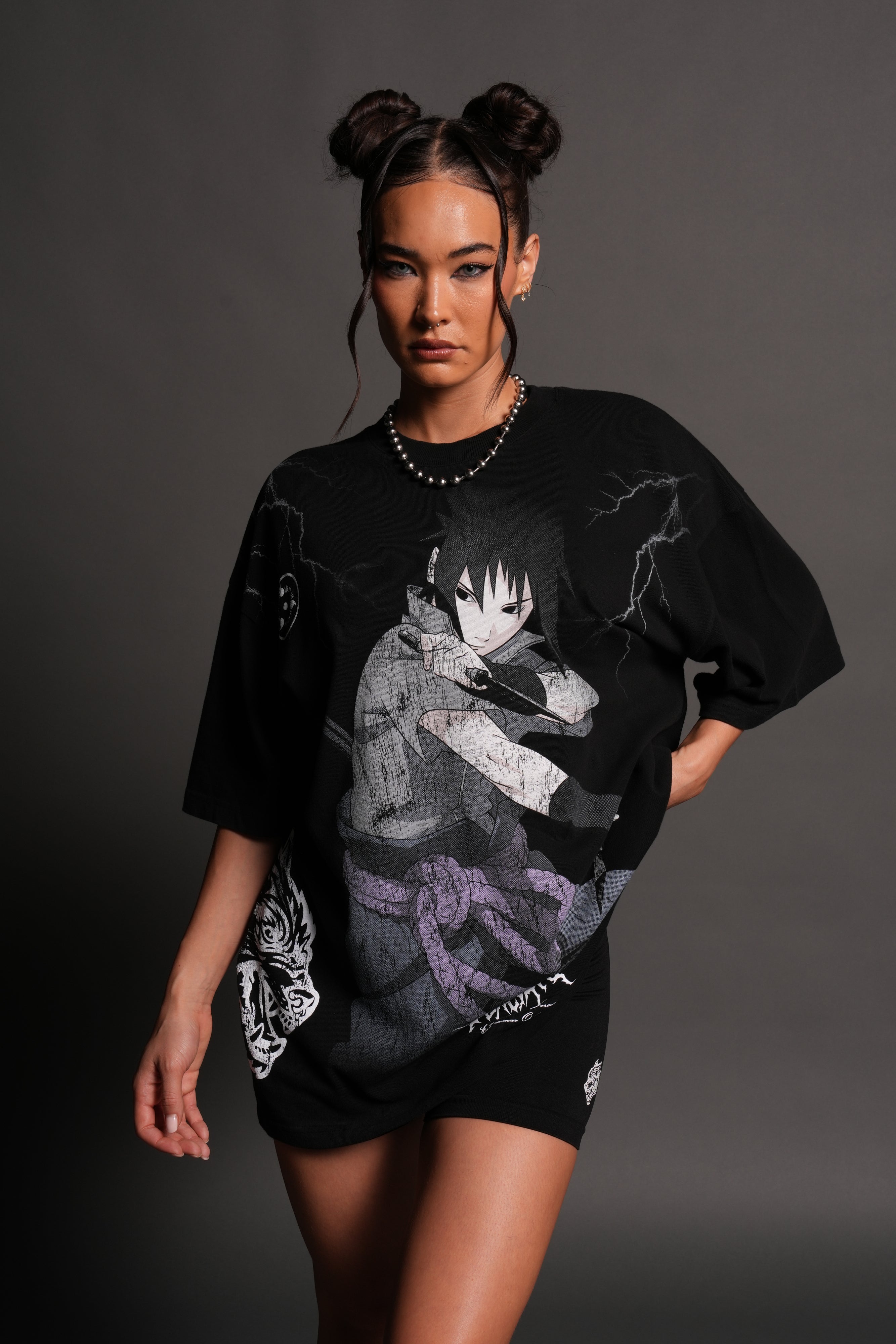Uchiha Sasuke "Side-By-Side" Series Premium Tee in Black