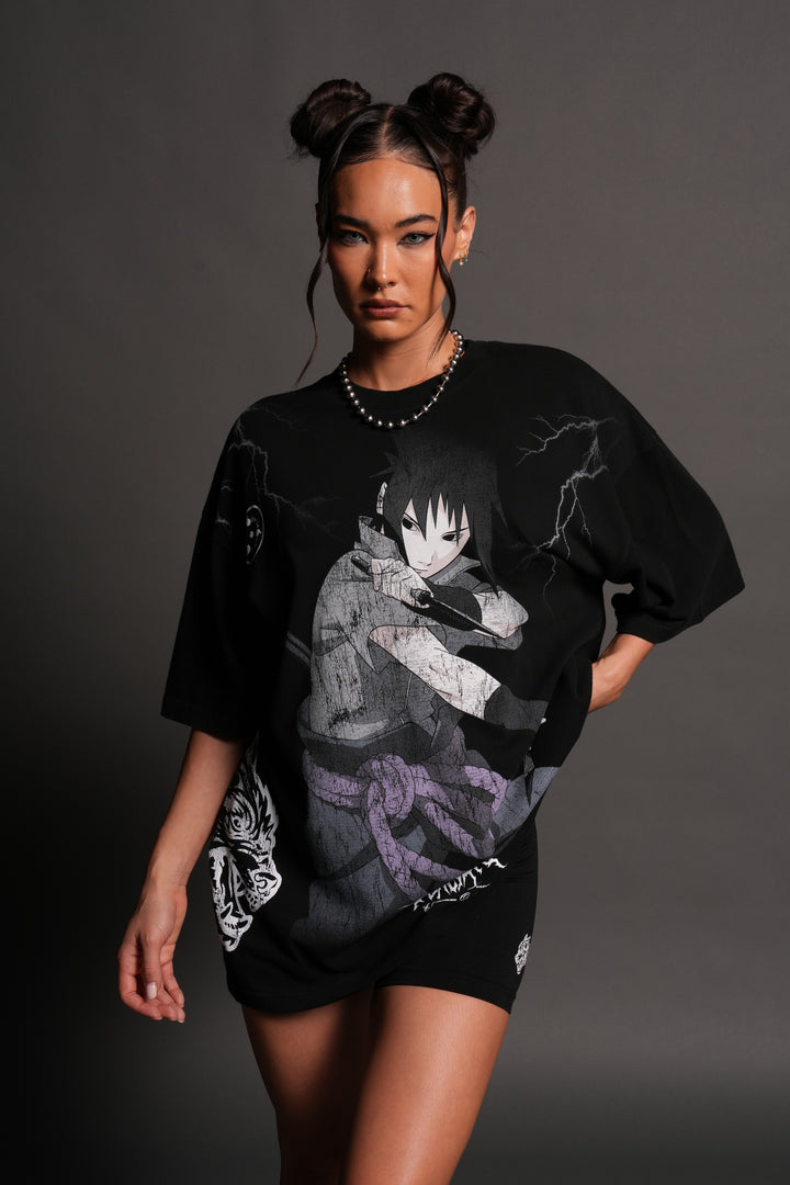 Uchiha Sasuke "Side-By-Side" Series Premium Tee in Black