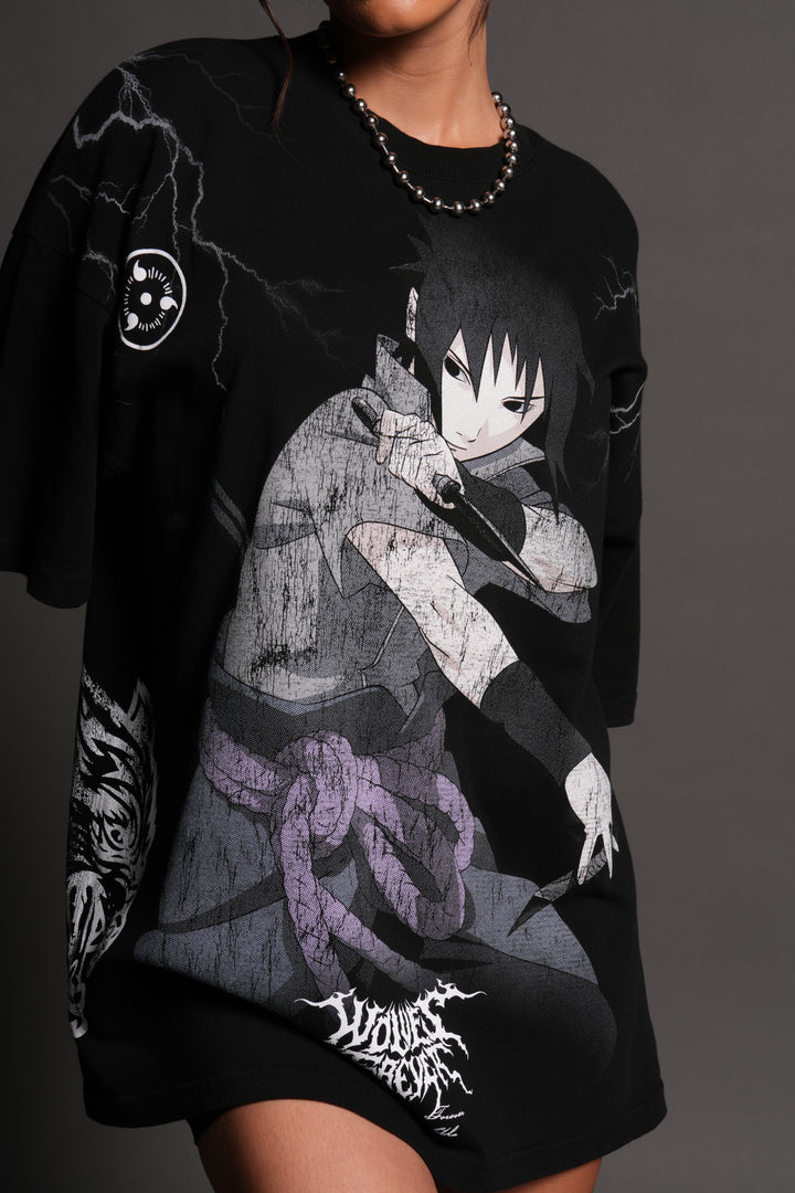 Uchiha Sasuke "Side-By-Side" Series Premium Tee in Black