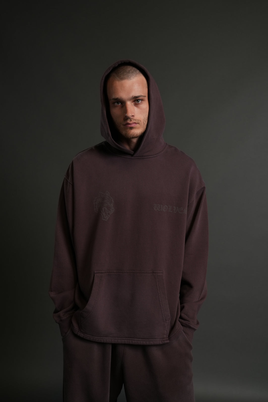 Phantom Night Chopper "Moaty" Hoodie in Darc Garnet Drift Wash