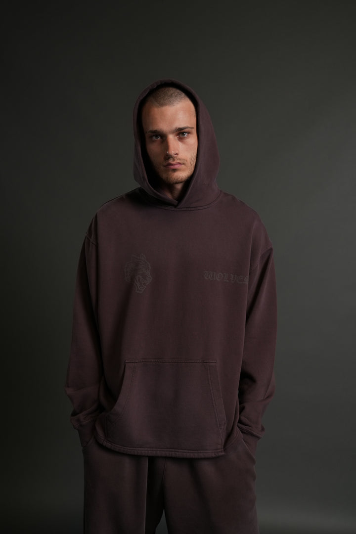 Phantom Night Chopper "Moaty" Hoodie in Darc Garnet Drift Wash