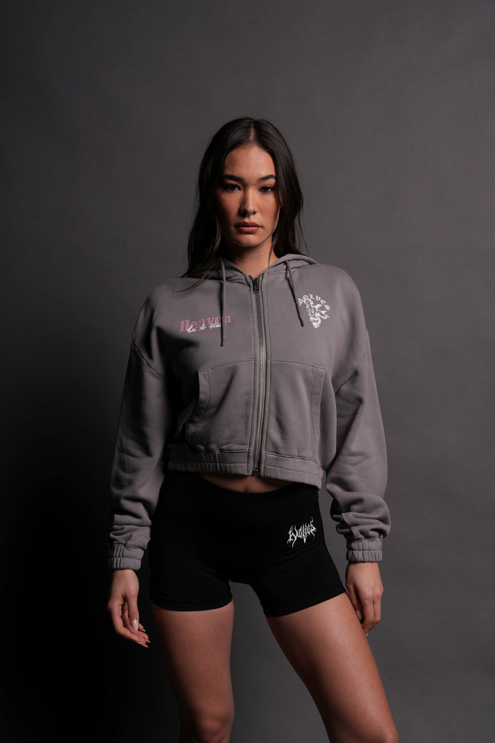 Guardian Cherub "Chambers" (Cropped) Zip Hoodie in Dove Gray