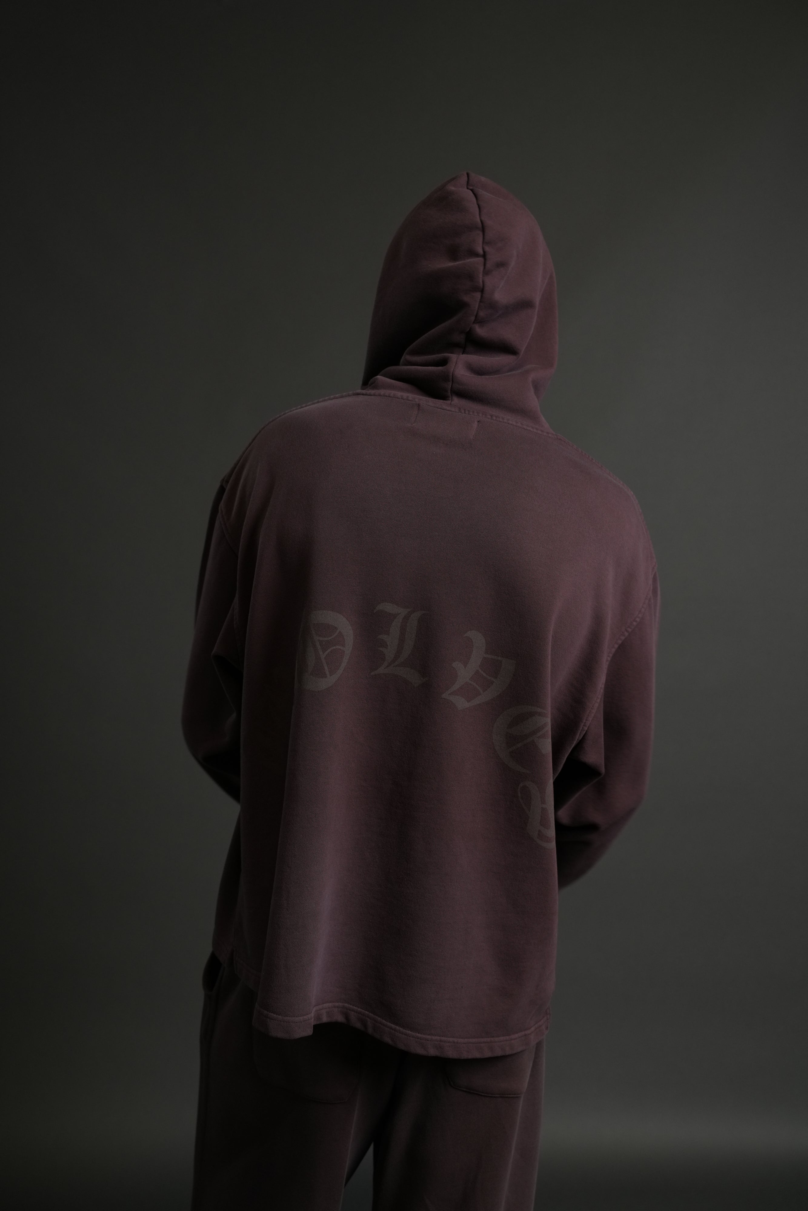 Phantom Night Chopper "Moaty" Hoodie in Darc Garnet Drift Wash