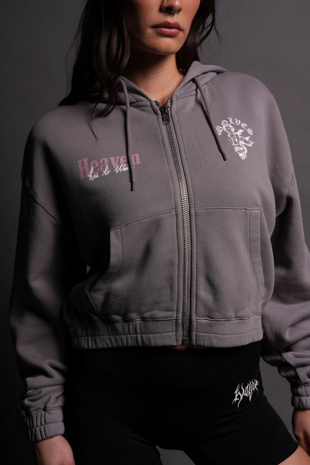 Guardian Cherub "Chambers" (Cropped) Zip Hoodie in Dove Gray