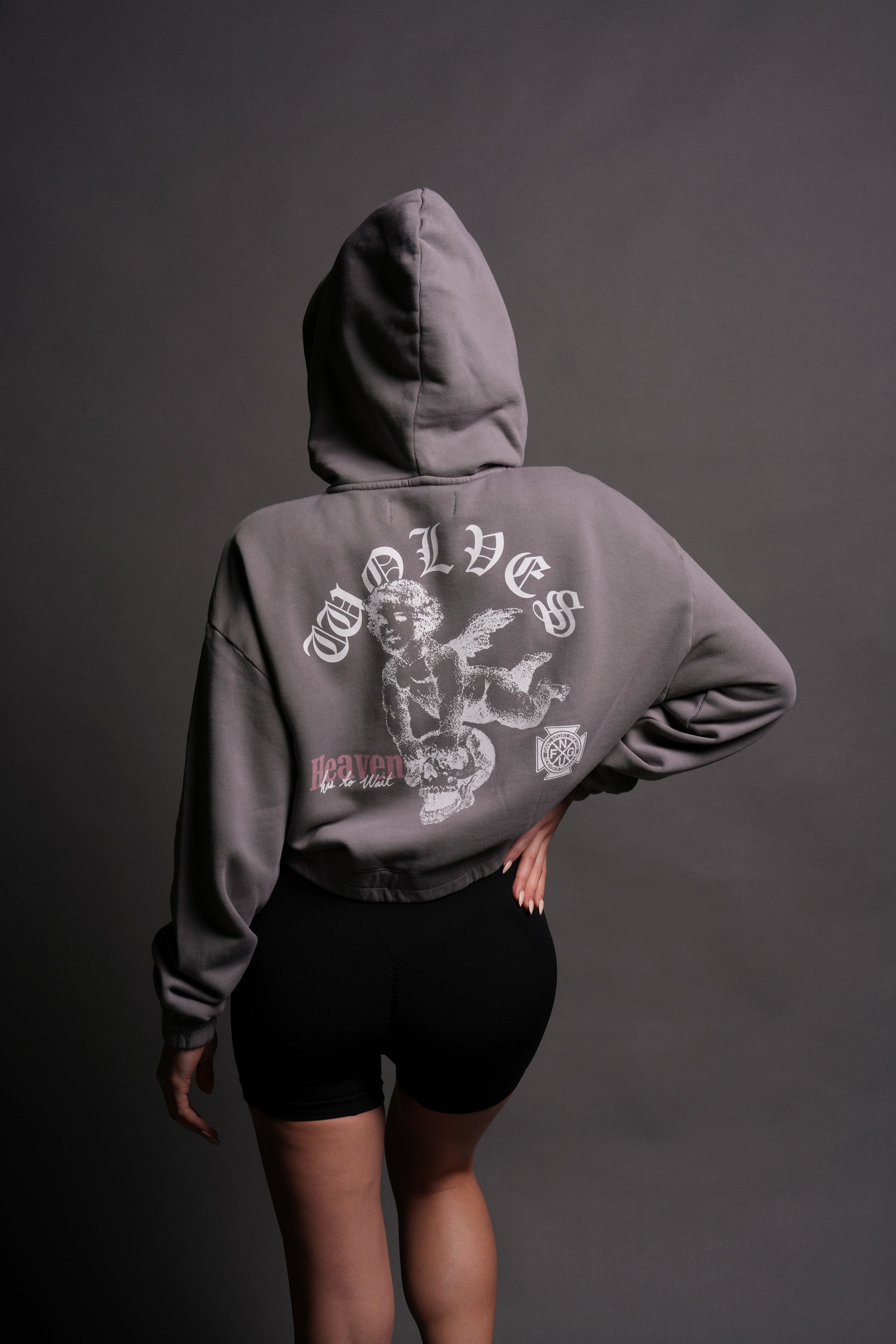 Guardian Cherub "Chambers" (Cropped) Zip Hoodie in Dove Gray