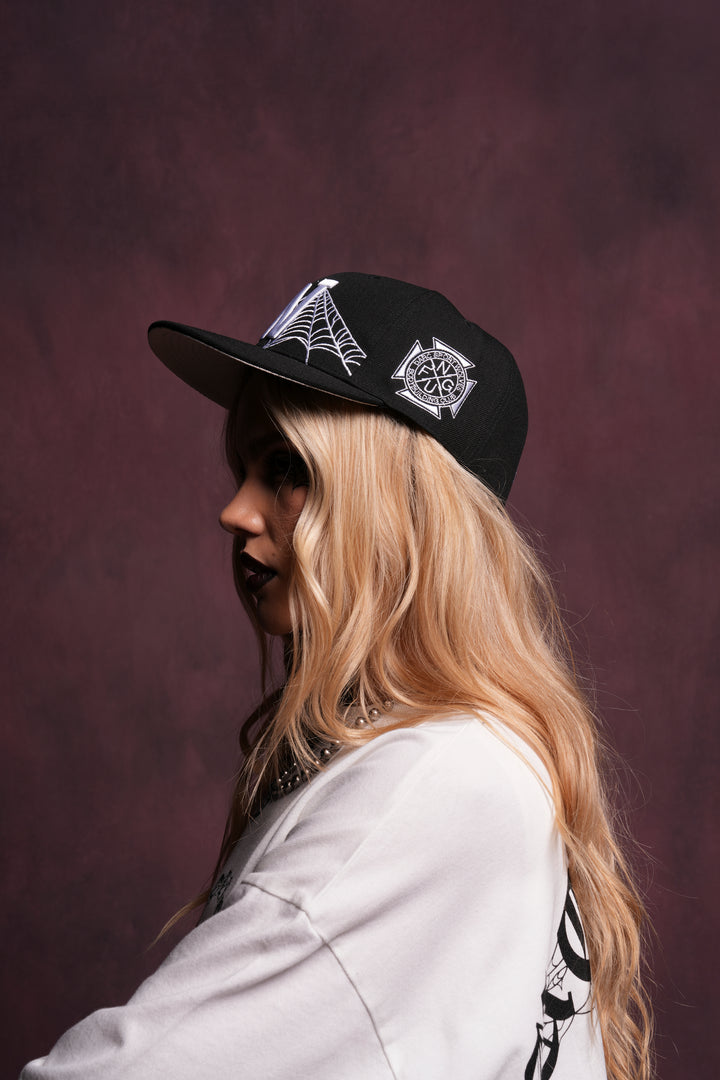 Iron Web Fitted Hat in Black