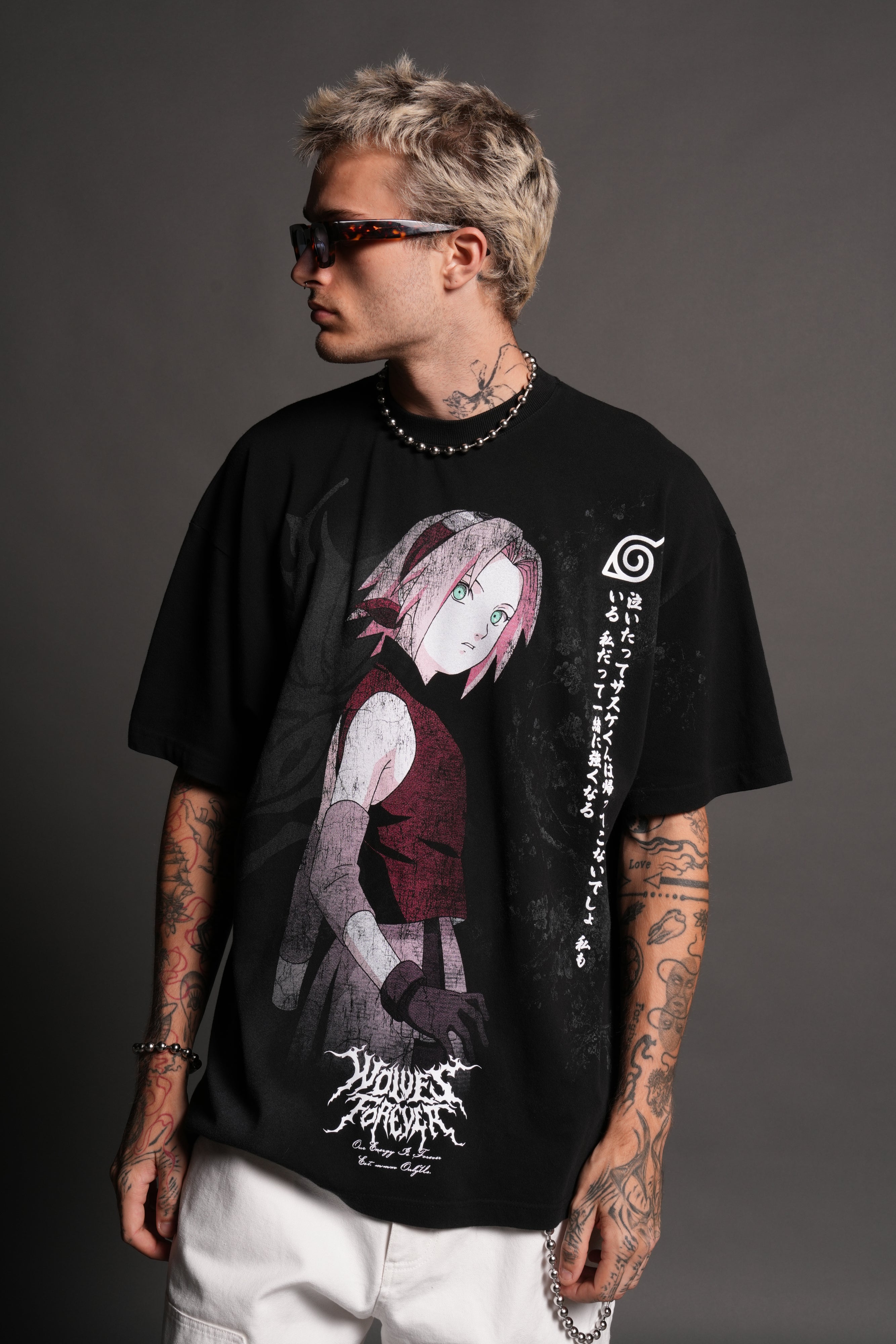 Sakura Haruno "Side-By-Side" Series Premium Tee in Black
