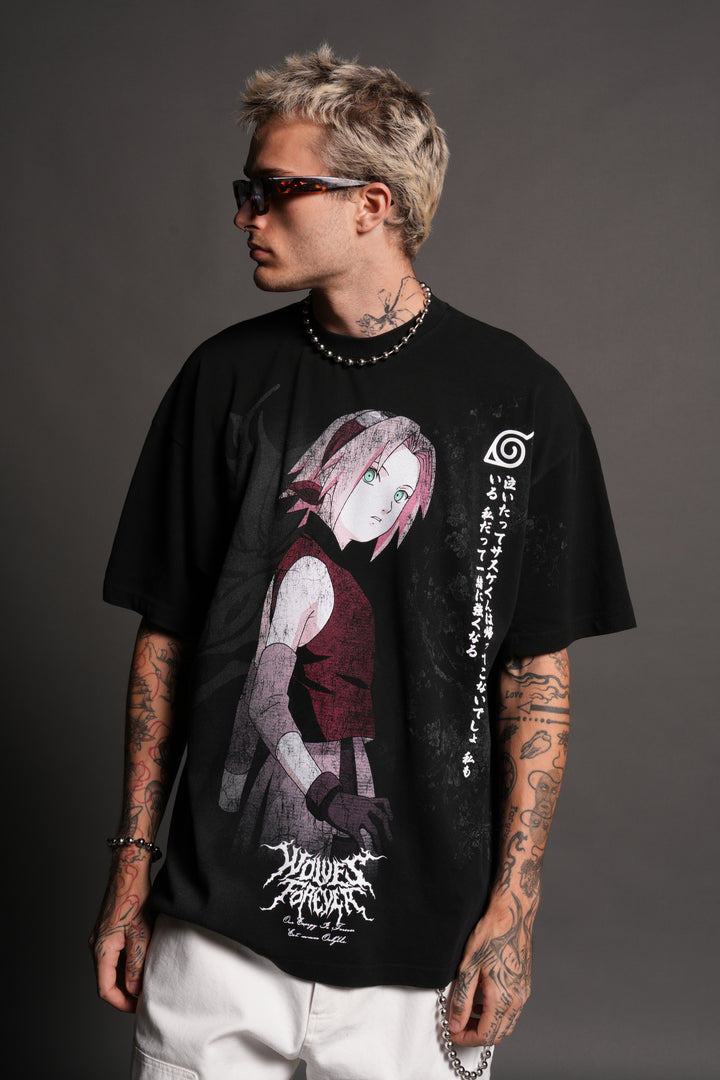 Sakura Haruno "Side-By-Side" Series Premium Tee in Black