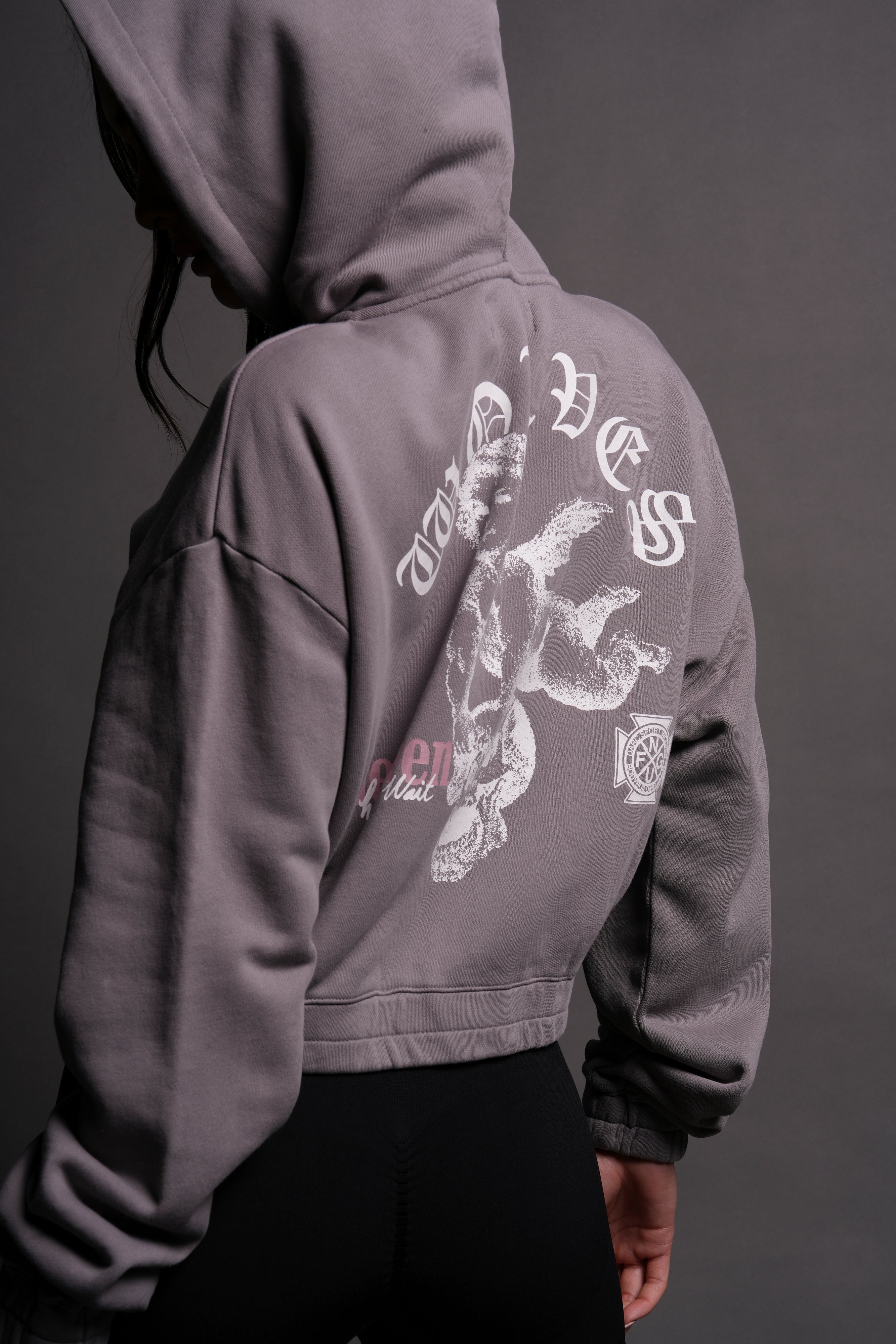 Guardian Cherub "Chambers" (Cropped) Zip Hoodie in Dove Gray