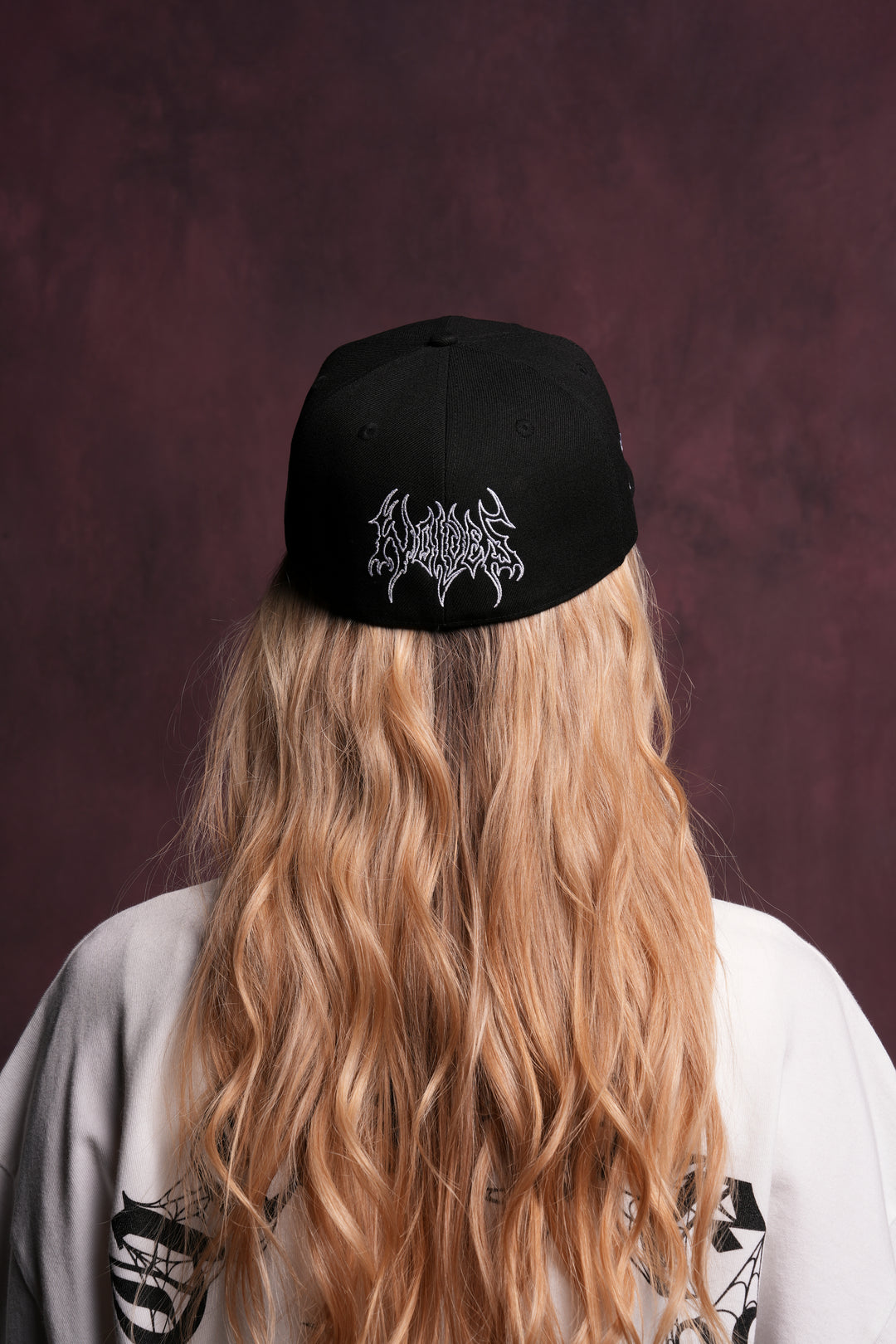 Iron Web Fitted Hat in Black