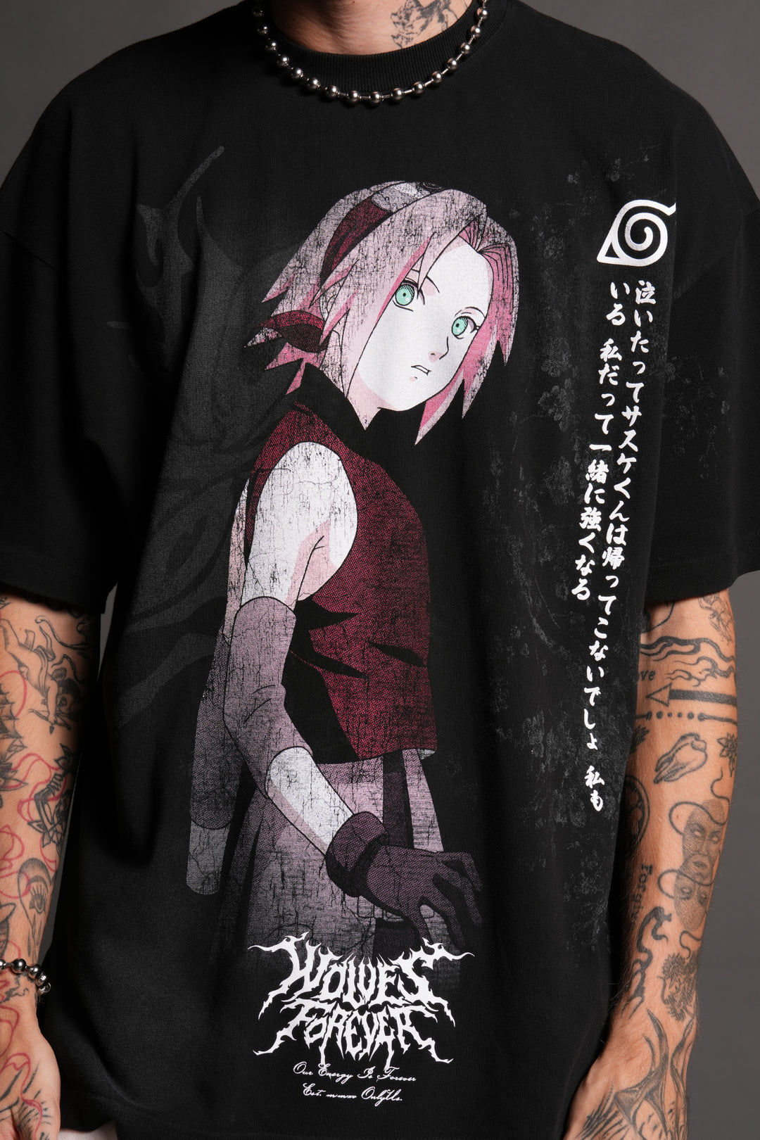 Sakura Haruno "Side-By-Side" Series Premium Tee in Black