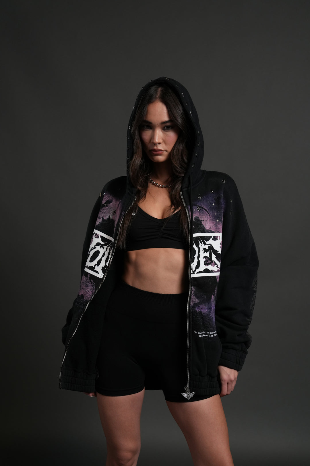 Midnight Horseman "Chambers" Zip Hoodie in Black Drift Wash