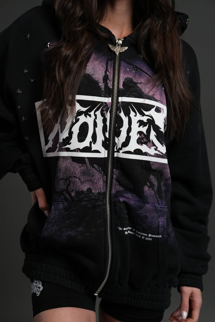 Midnight Horseman "Chambers" Zip Hoodie in Black Drift Wash