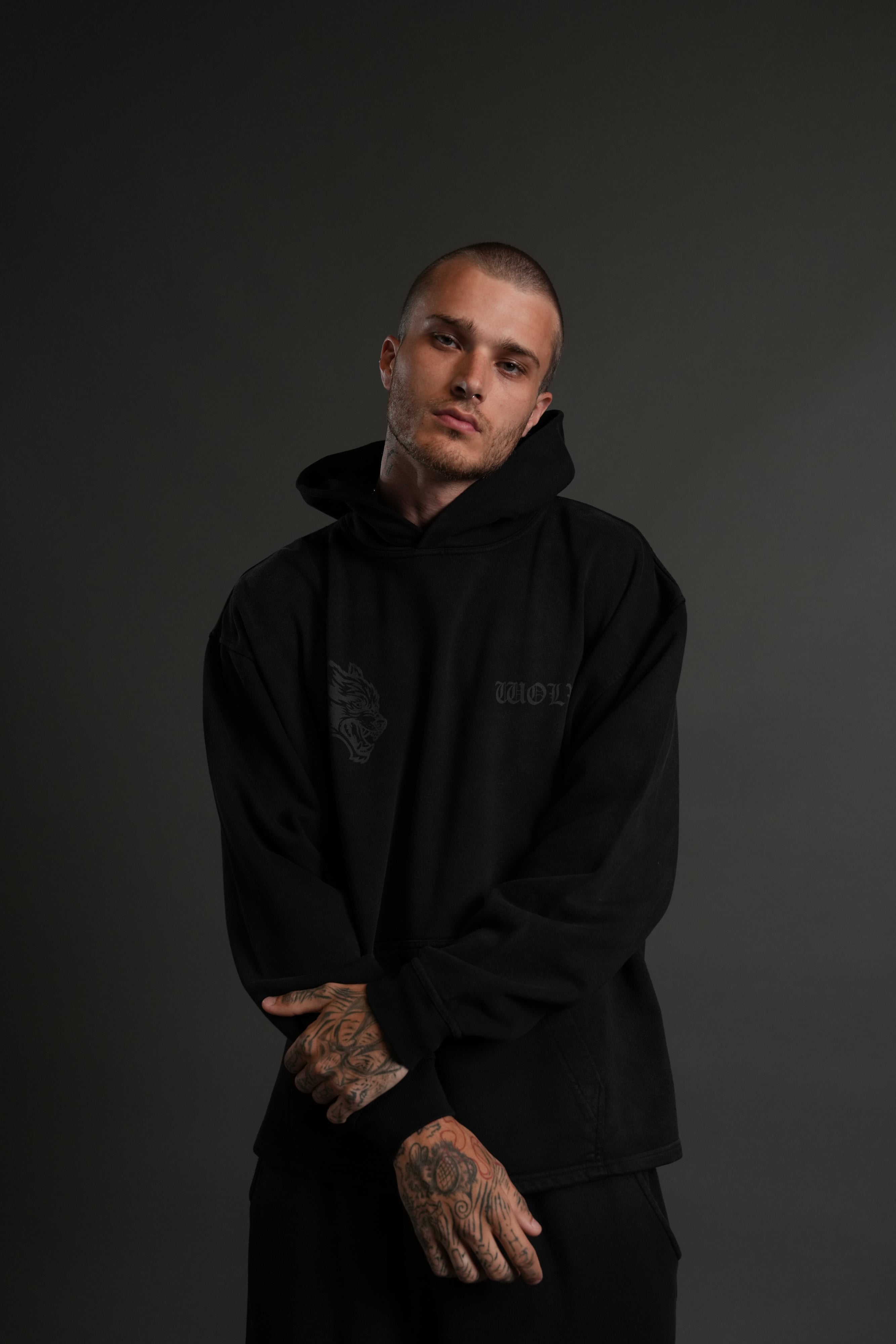Phantom Night Chopper "Moaty" Hoodie in Black Drift Wash