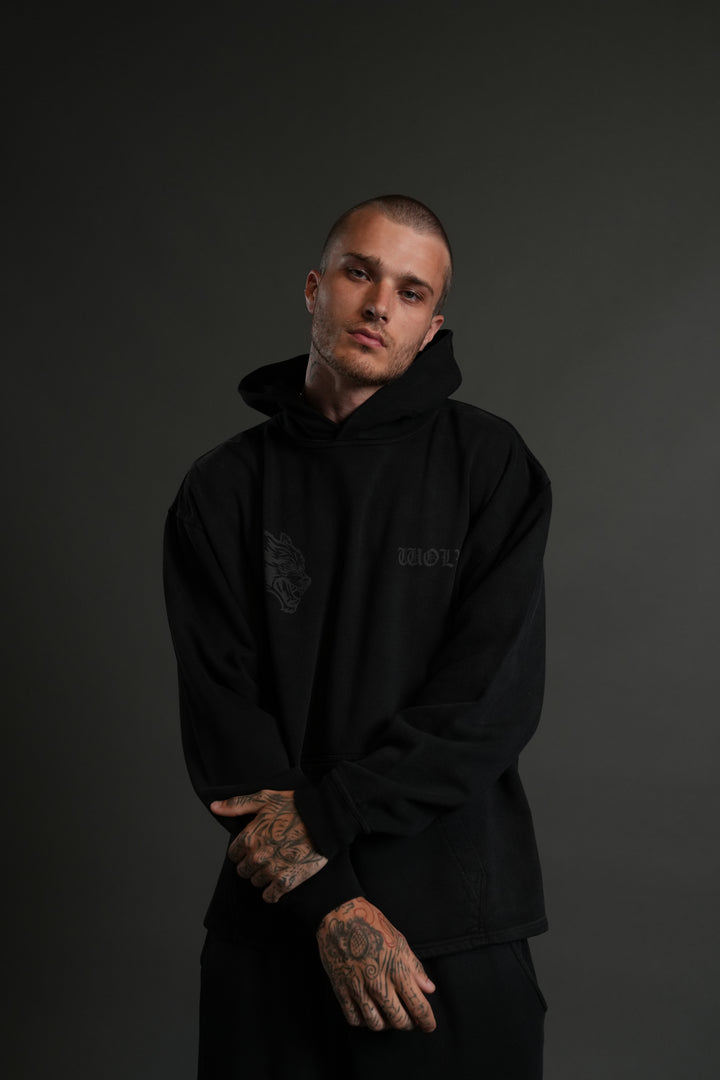 Phantom Night Chopper "Moaty" Hoodie in Black Drift Wash