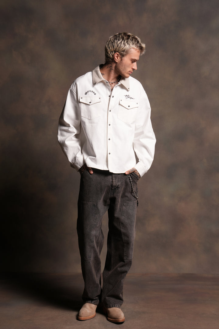 Harley Wolves Winslow Shirt Jacket in Cream