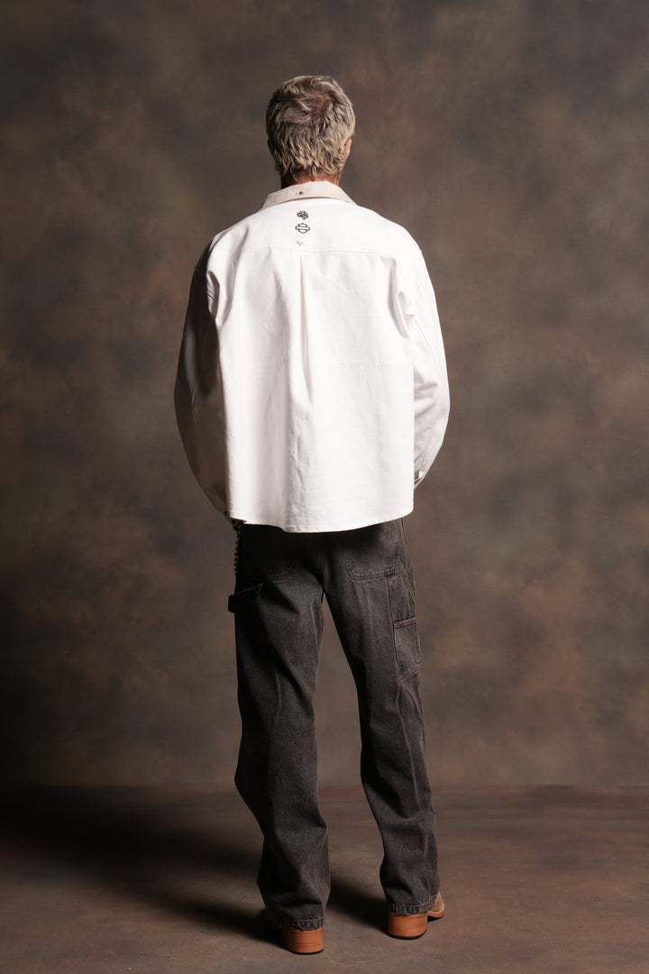 Harley Wolves Winslow Shirt Jacket in Cream