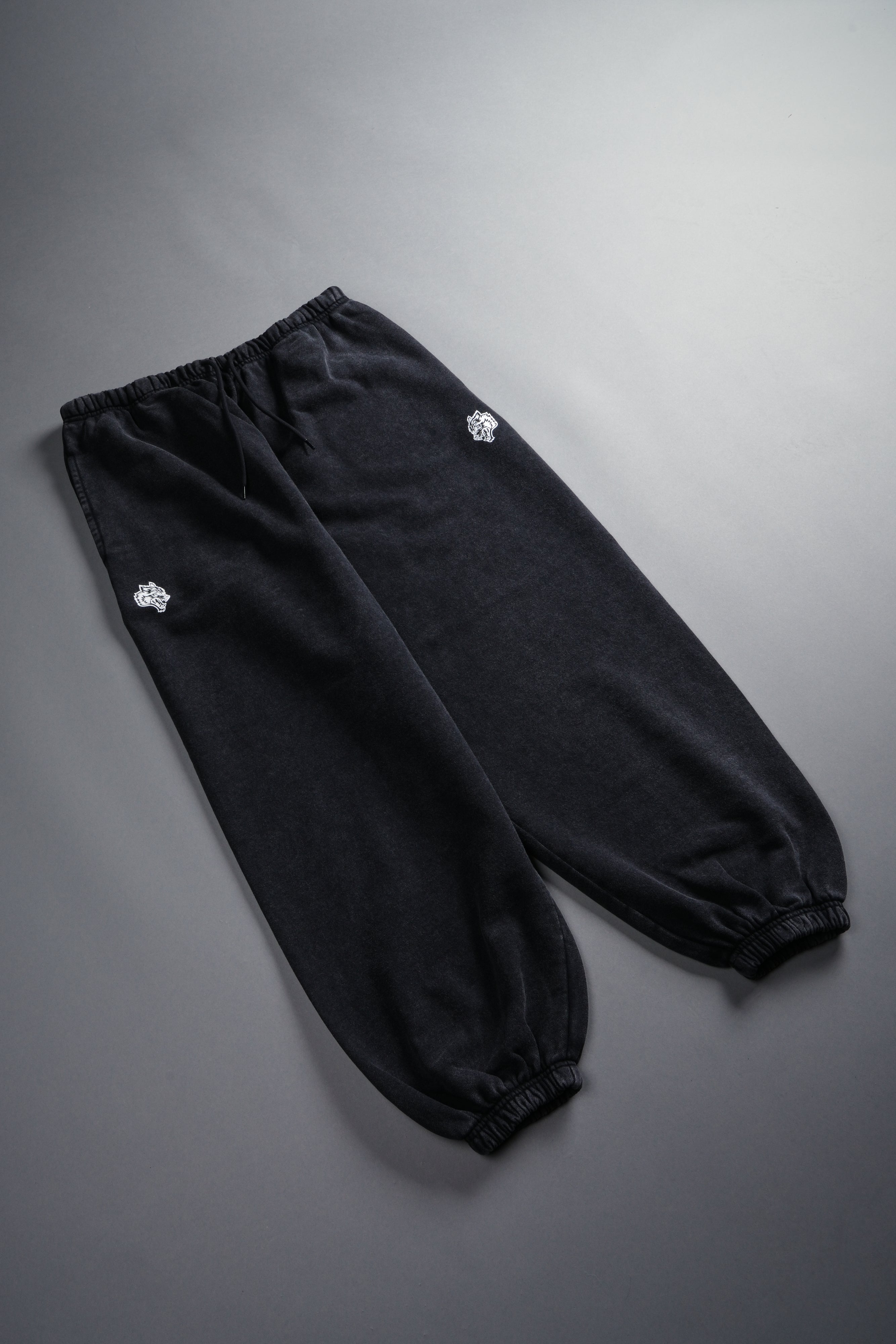 Dual Wolf Unisex Lounger Sweat Pants in Black
