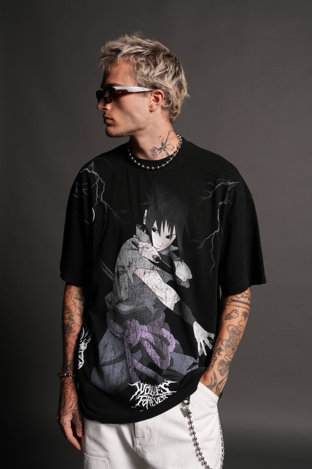 Uchiha Sasuke "Side-By-Side" Series Premium Tee in Black