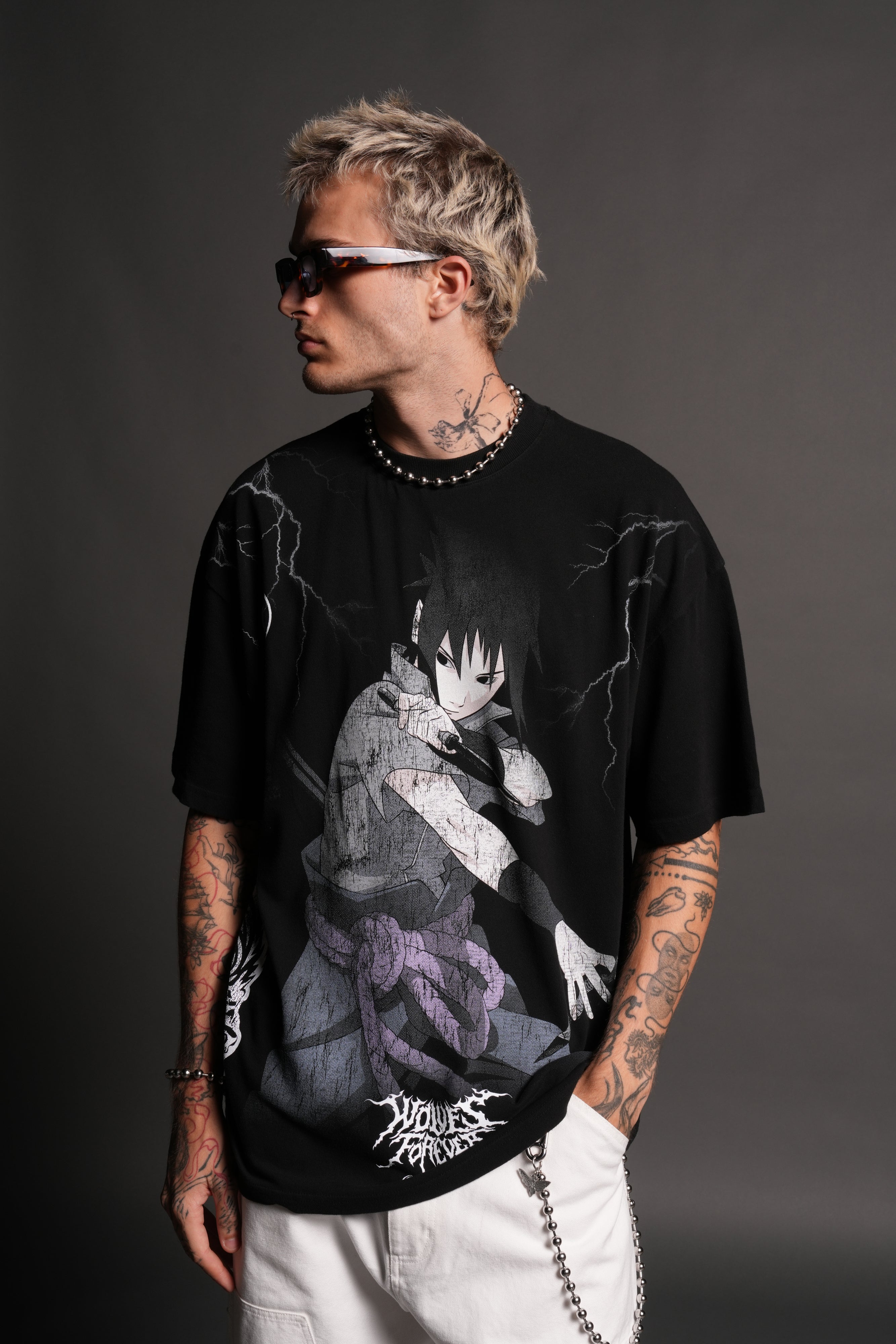 Uchiha Sasuke "Side-By-Side" Series Premium Tee in Black