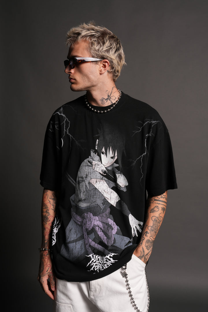 Uchiha Sasuke "Side-By-Side" Series Premium Tee in Black