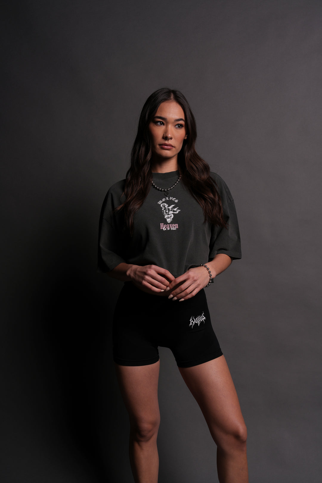 Guardian Cherub "Premium" Oversized (Cropped) Tee in Wolf Gray