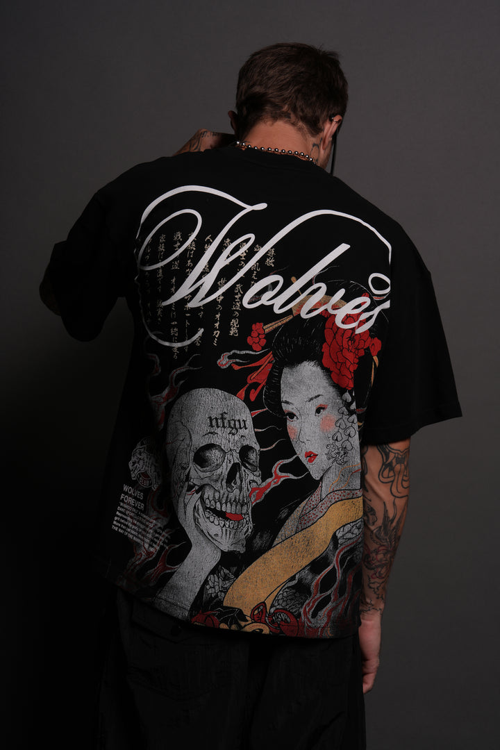(1 Of 500) Geisha "Premium" Oversized Tee in Black