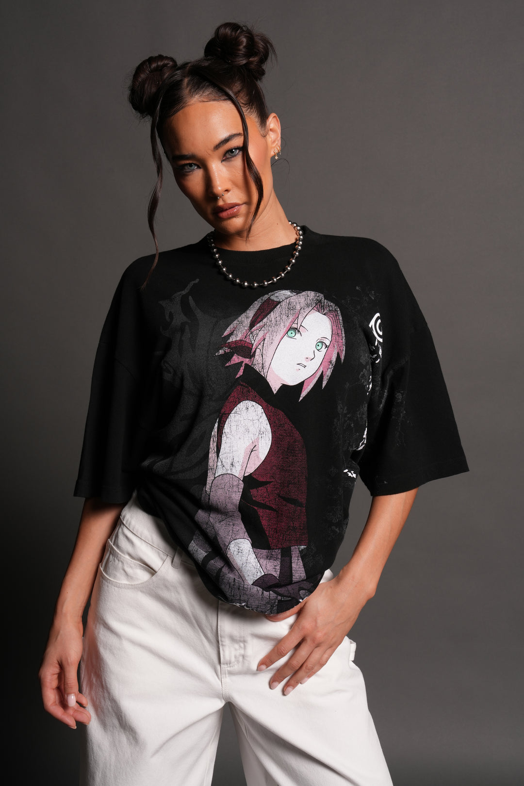 Sakura Haruno "Side-By-Side" Series Premium Tee in Black