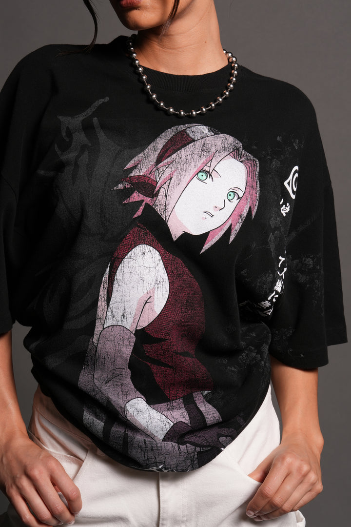 Sakura Haruno "Side-By-Side" Series Premium Tee in Black