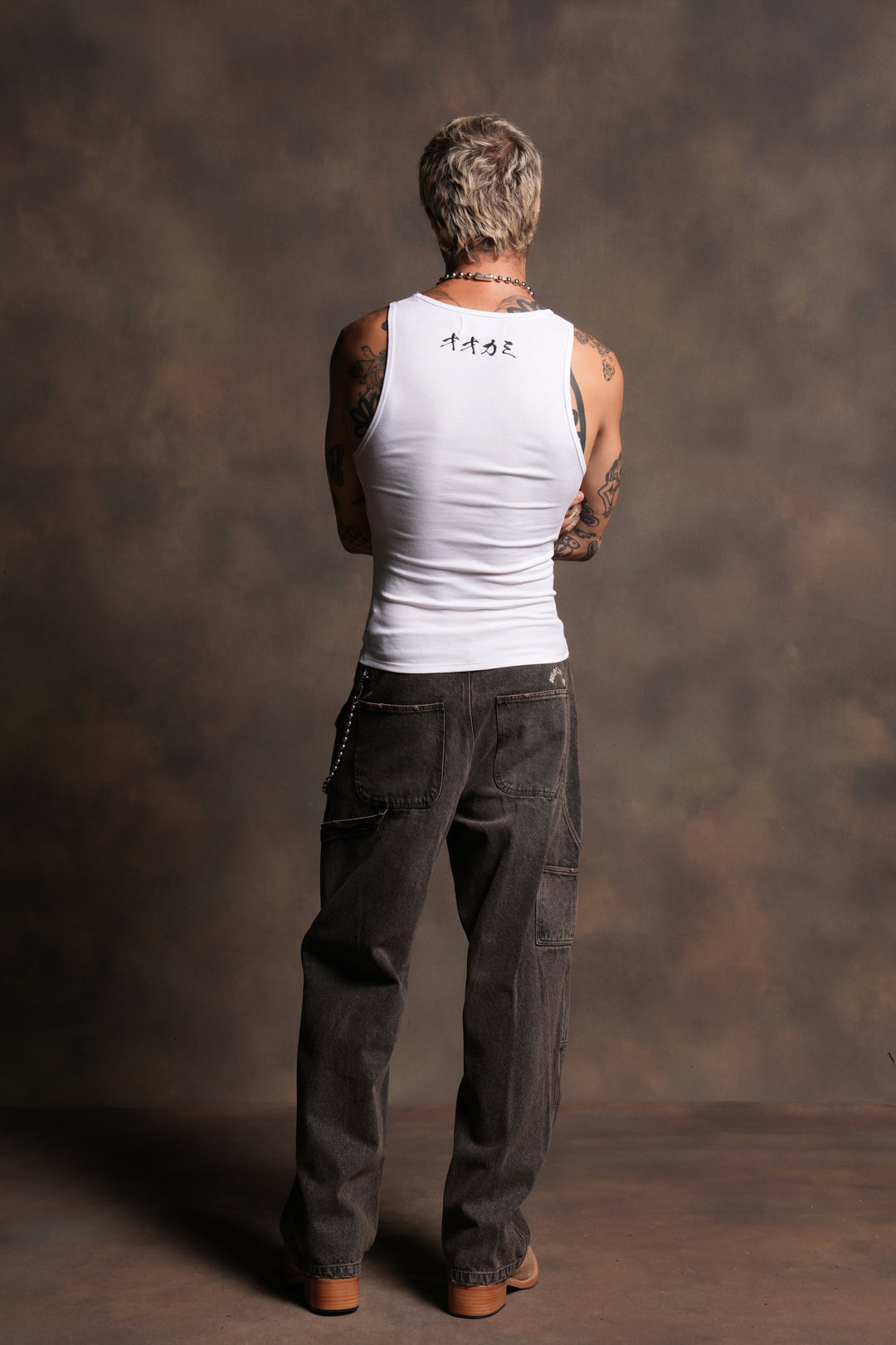 Bar Wolf Ribbed Tank V2 in White